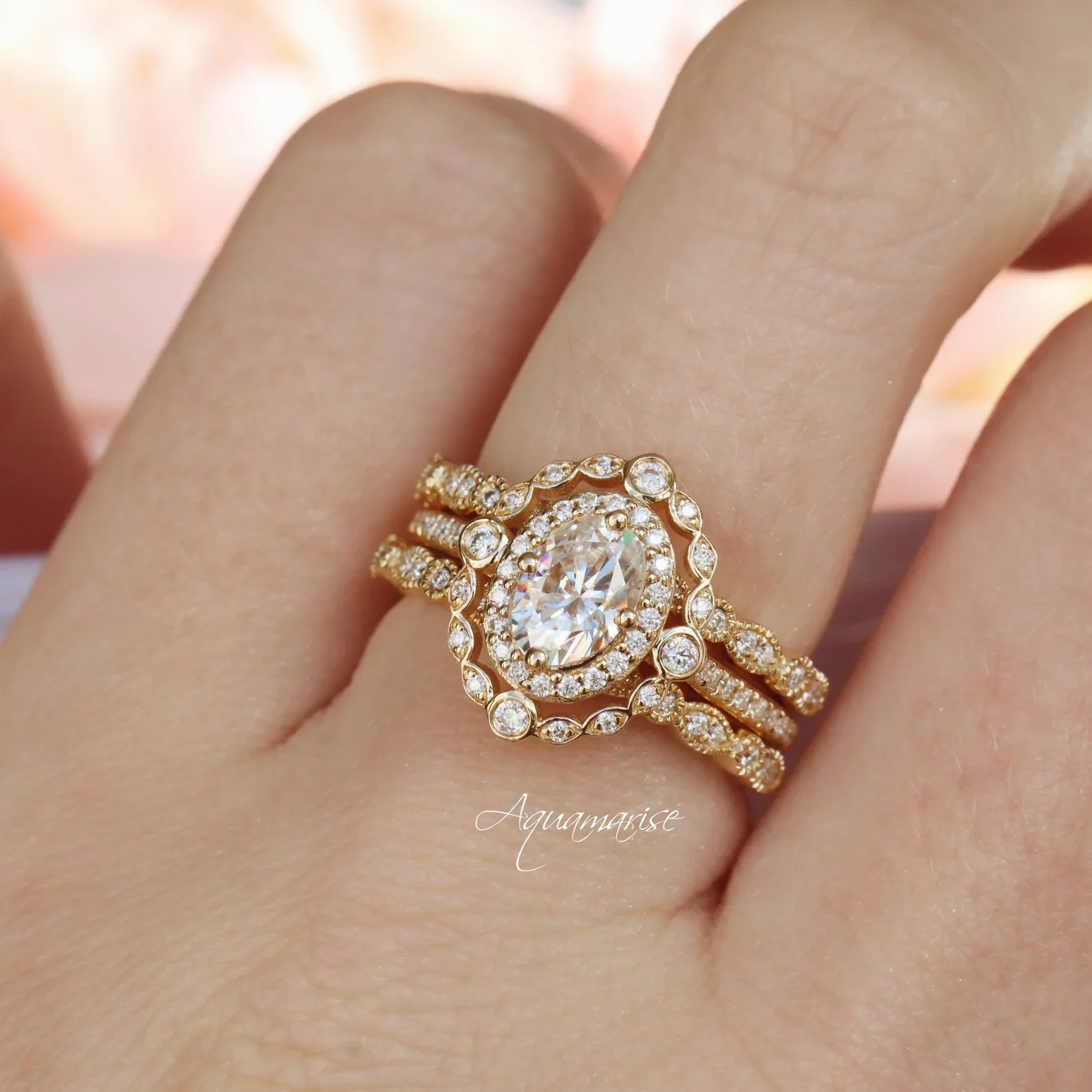 Vintage Diamond Wedding Band in 14K Yellow Gold Vermeil - Image 4