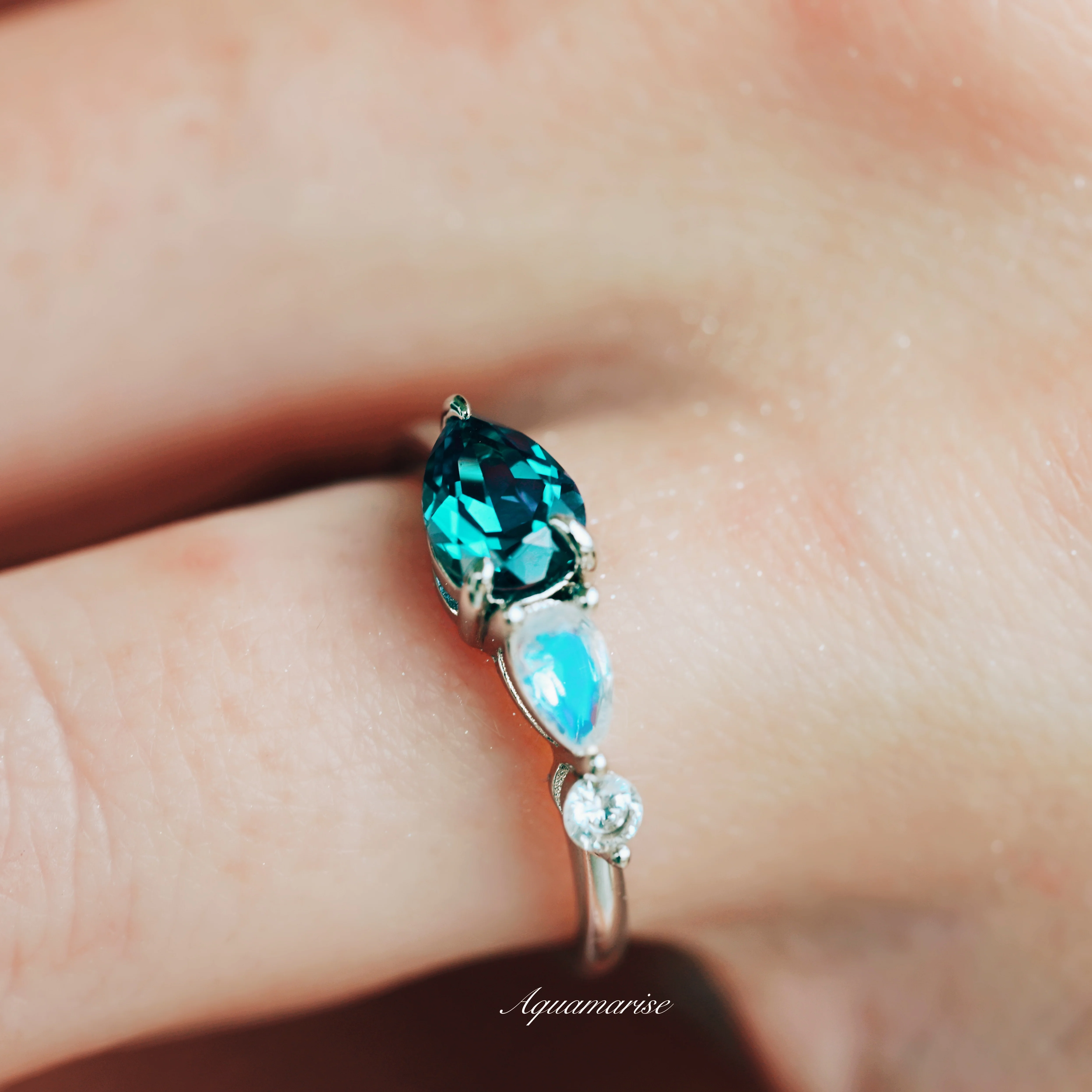 Alexandrite & Moonstone Ring in Sterling Silver - Image 3
