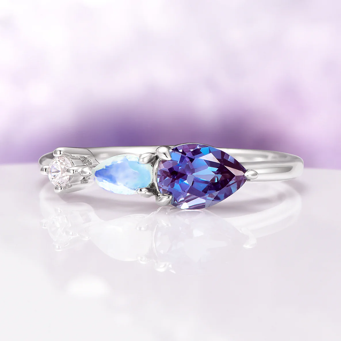 Alexandrite & Moonstone Ring in Sterling Silver - Image 5