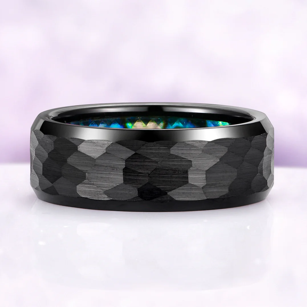 Paula Shell Wedding Band in Black Tungsten Carbide (8mm) - Image 3
