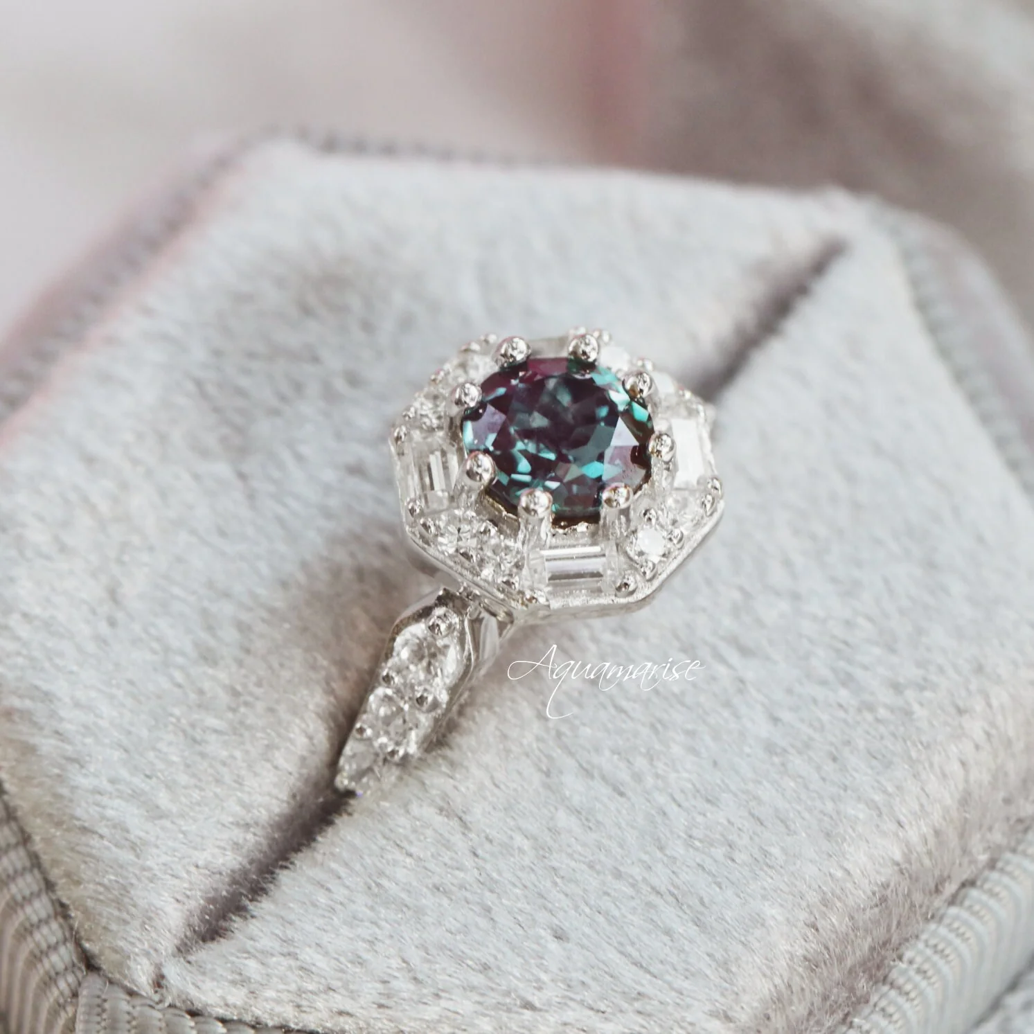 Hexagon Alexandrite Ring- Sterling Silver - Image 4