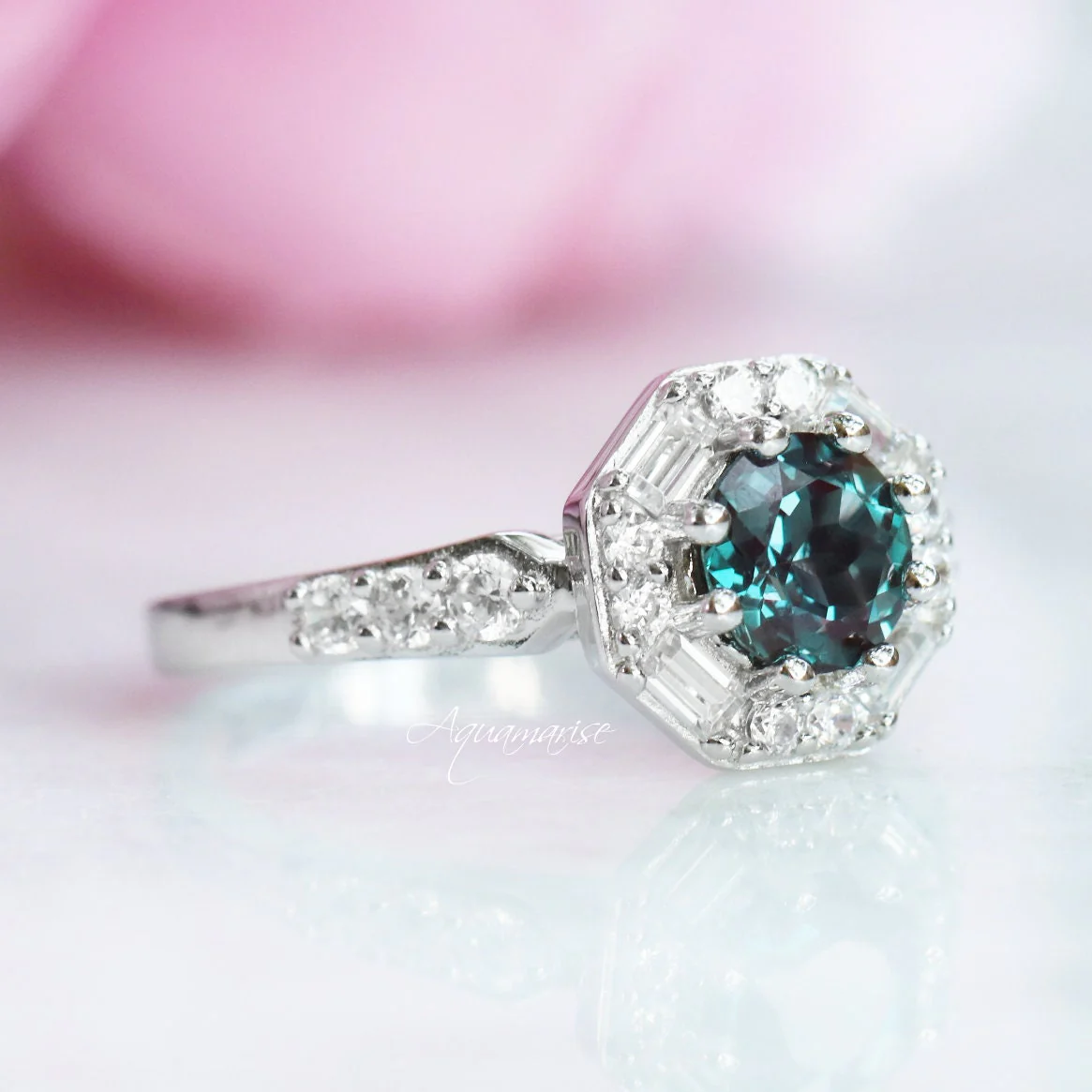 Hexagon Alexandrite Ring- Sterling Silver - Image 5
