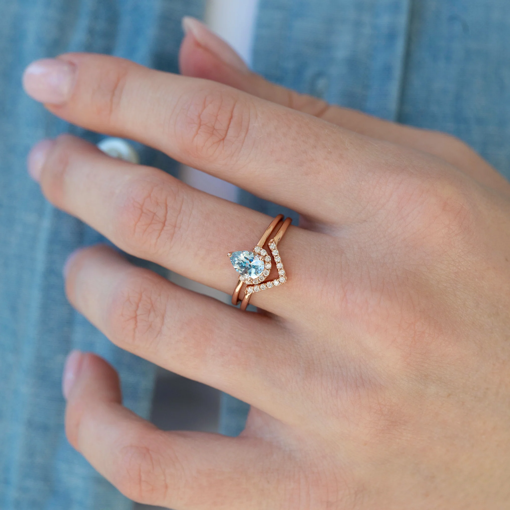 Aria Aquamarine Ring Set- 14K Rose Gold Vermeil - Image 6