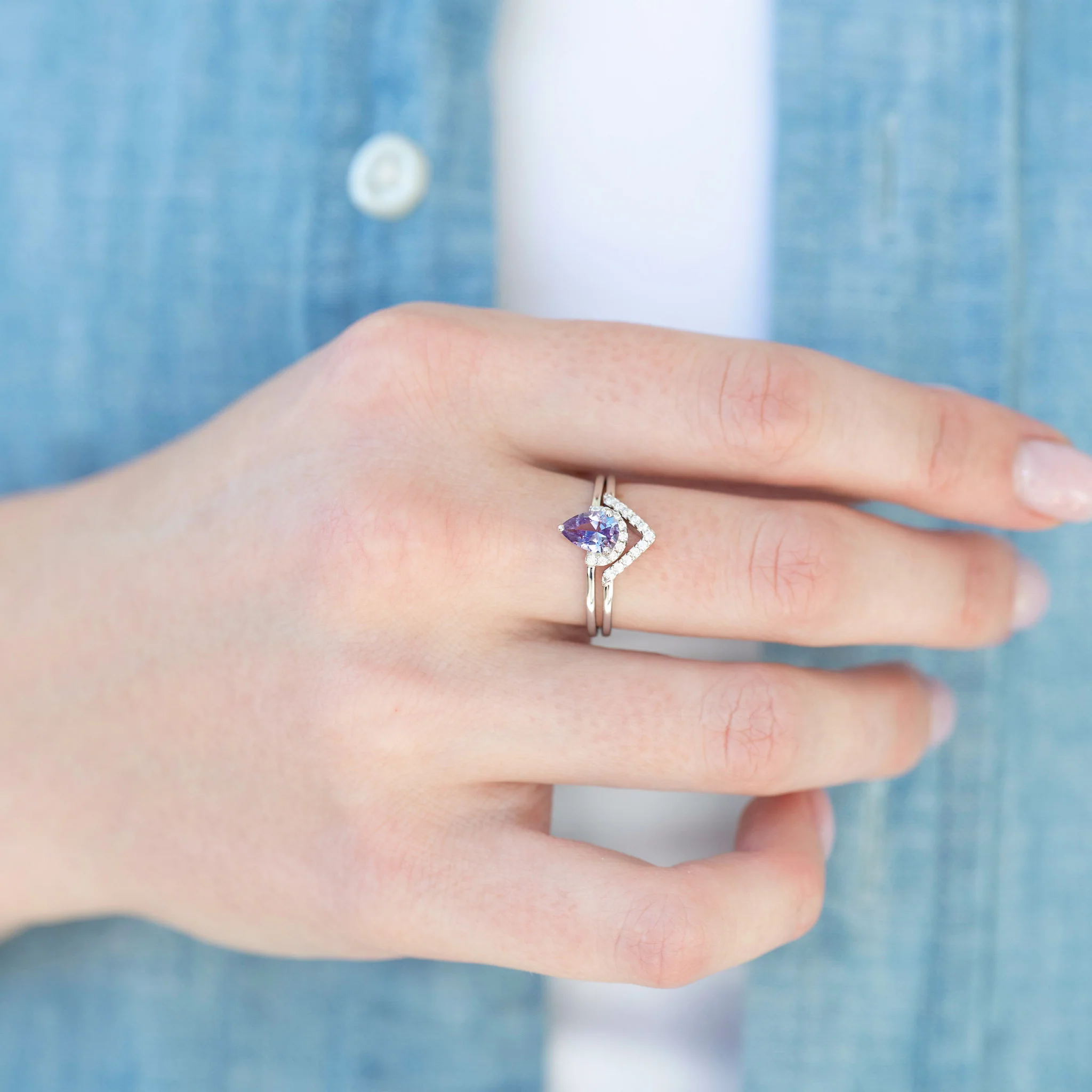 Aria Alexandrite Ring Set- Sterling Silver - Image 3