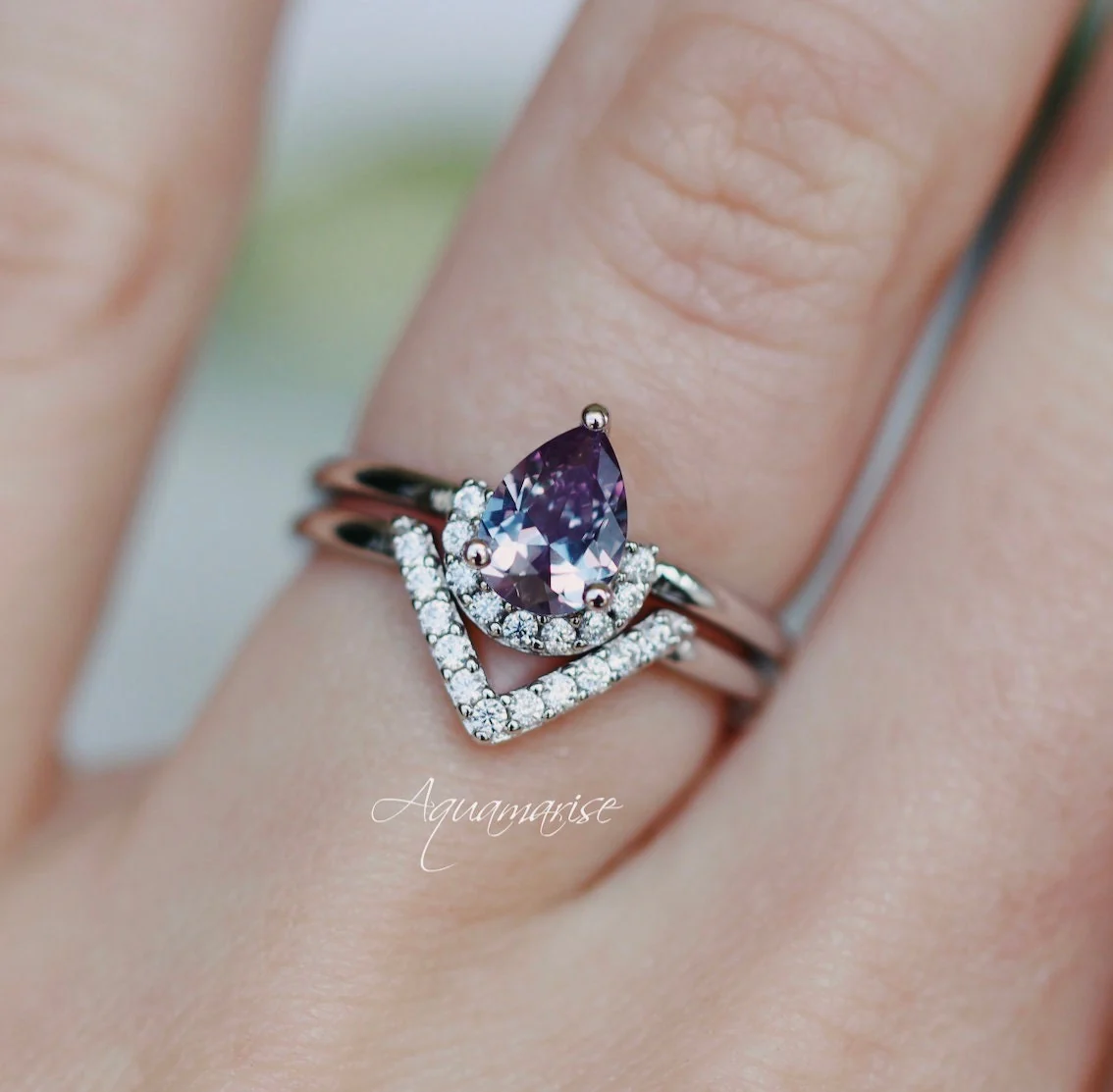 Aria Alexandrite Ring Set- Sterling Silver - Image 4