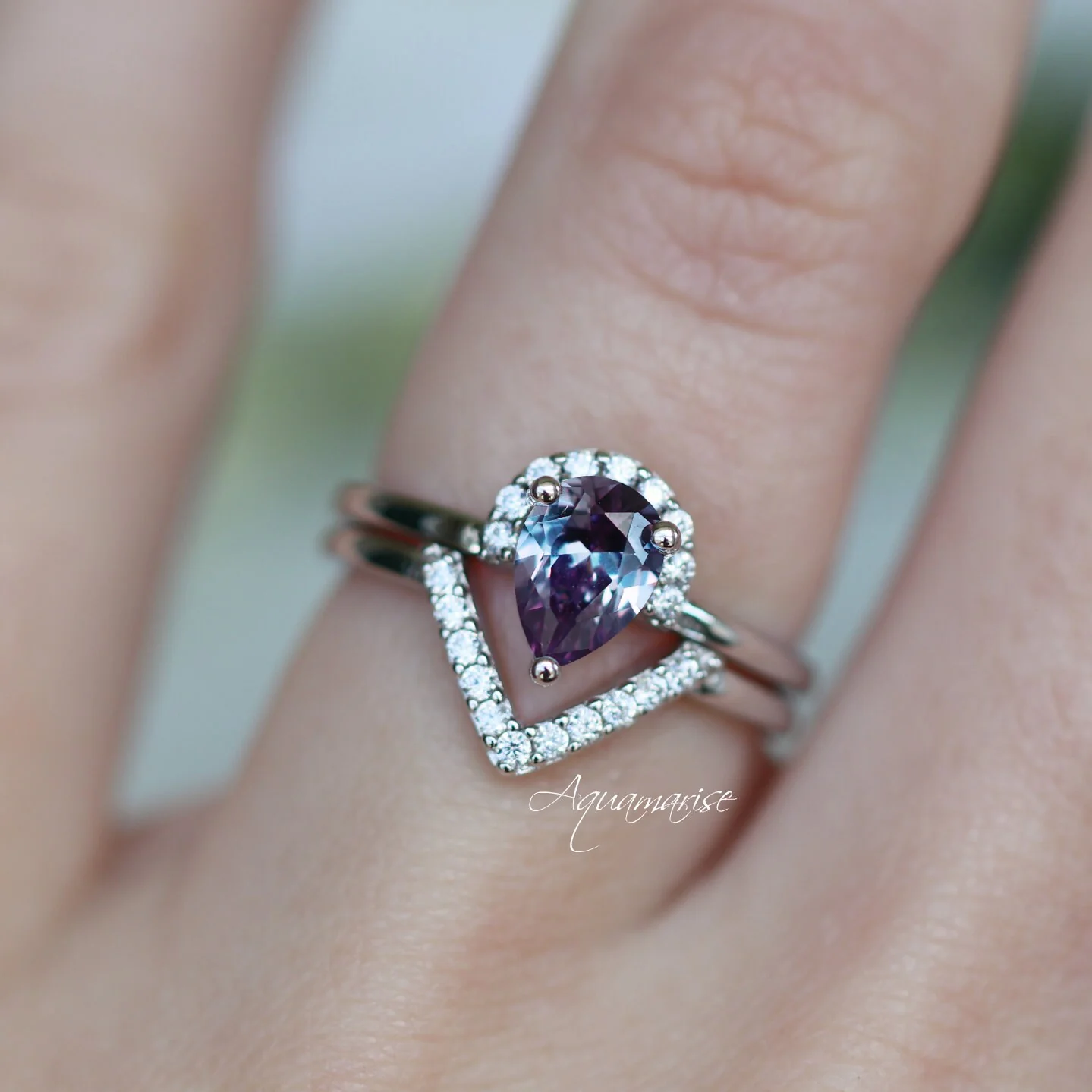 Aria Alexandrite Ring Set- Sterling Silver - Image 5