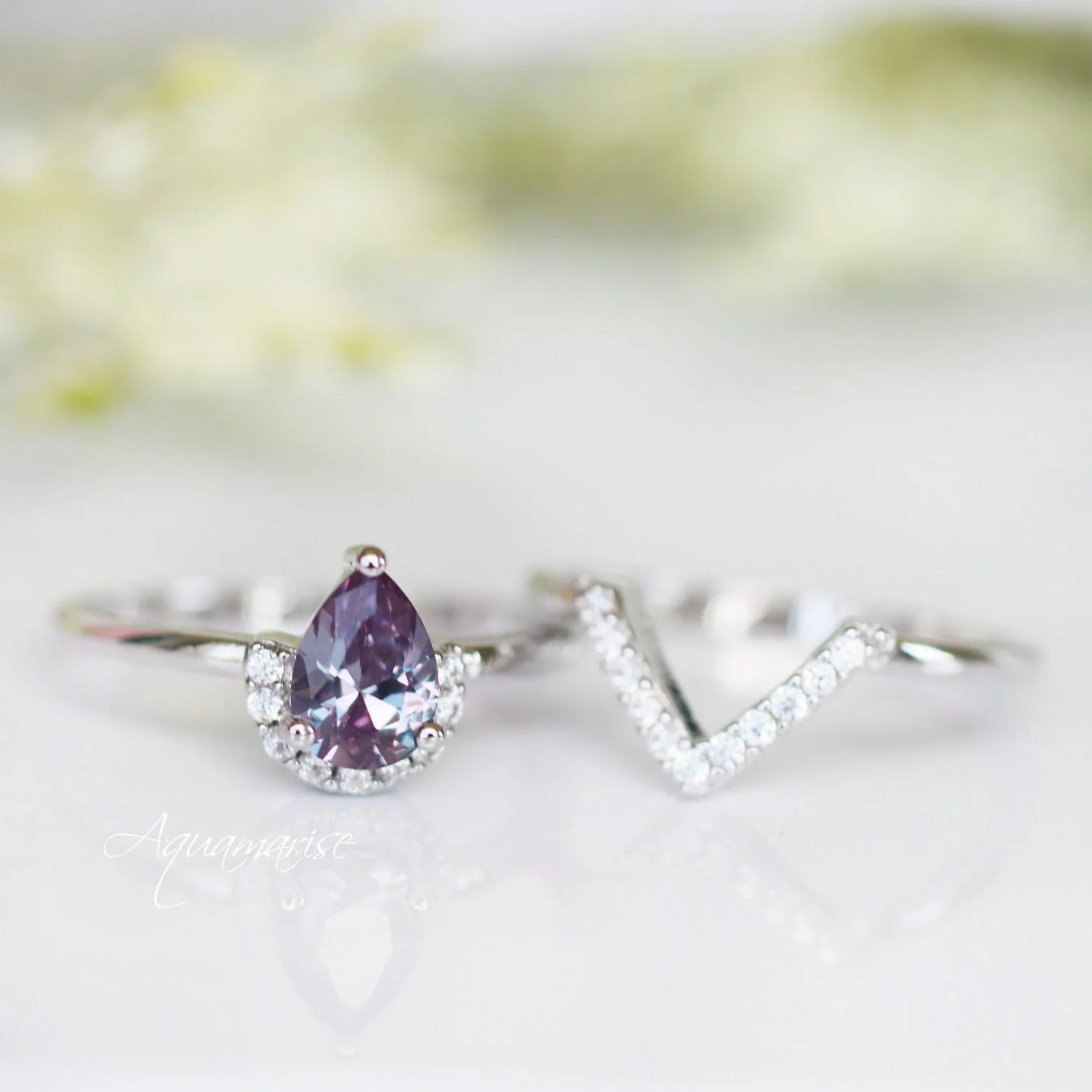 Aria Alexandrite Ring Set- Sterling Silver - Image 6