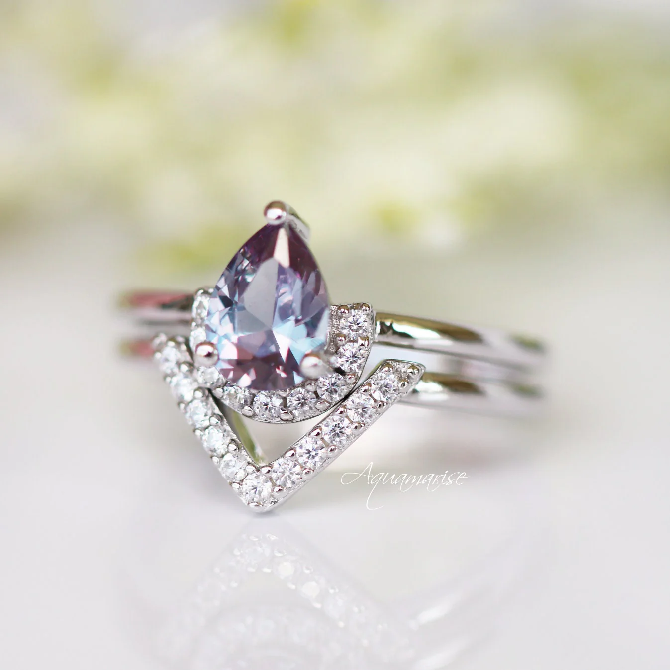 Aria Alexandrite Ring Set- Sterling Silver - Image 7