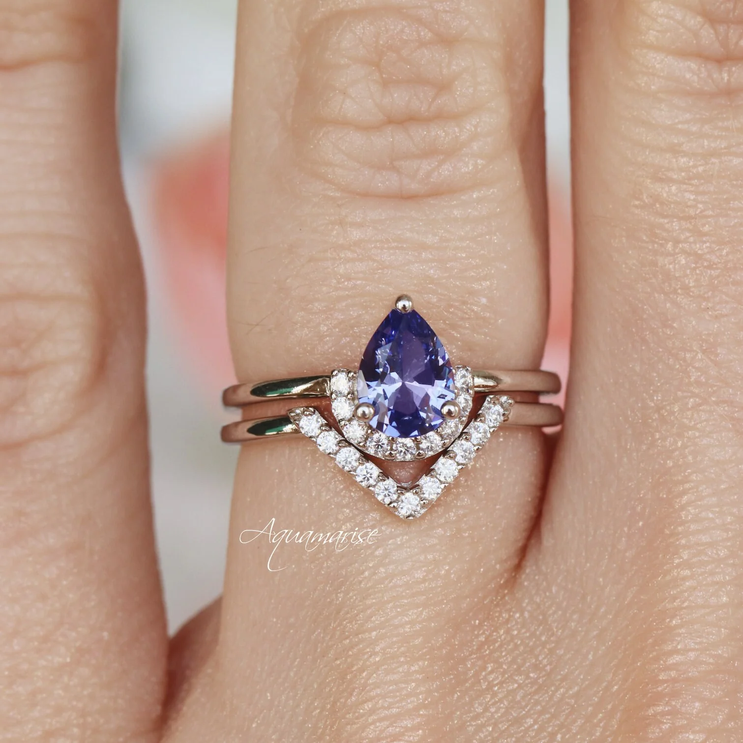 Aria Tanzanite Ring Set- Sterling Silver - Image 4