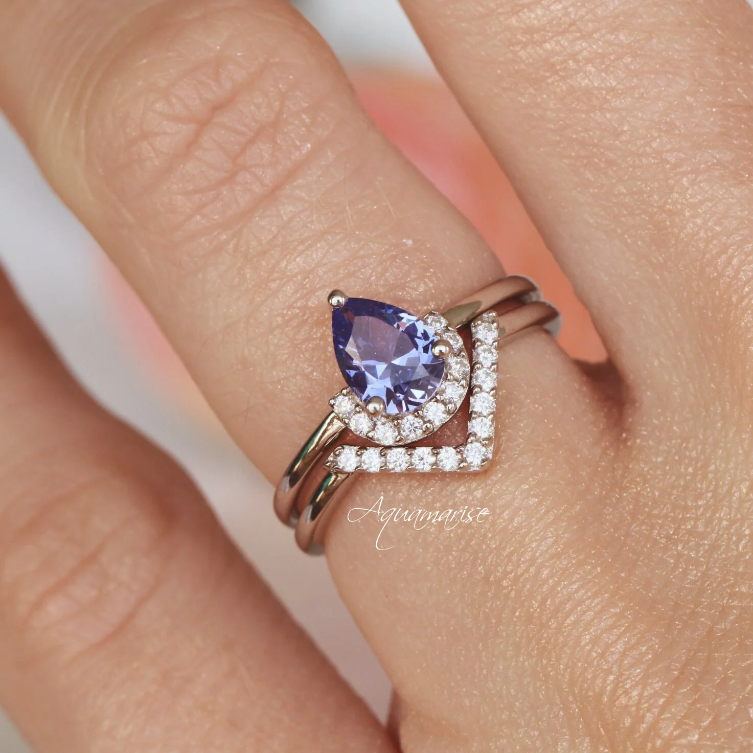Aria Tanzanite Ring Set- Sterling Silver - Image 5