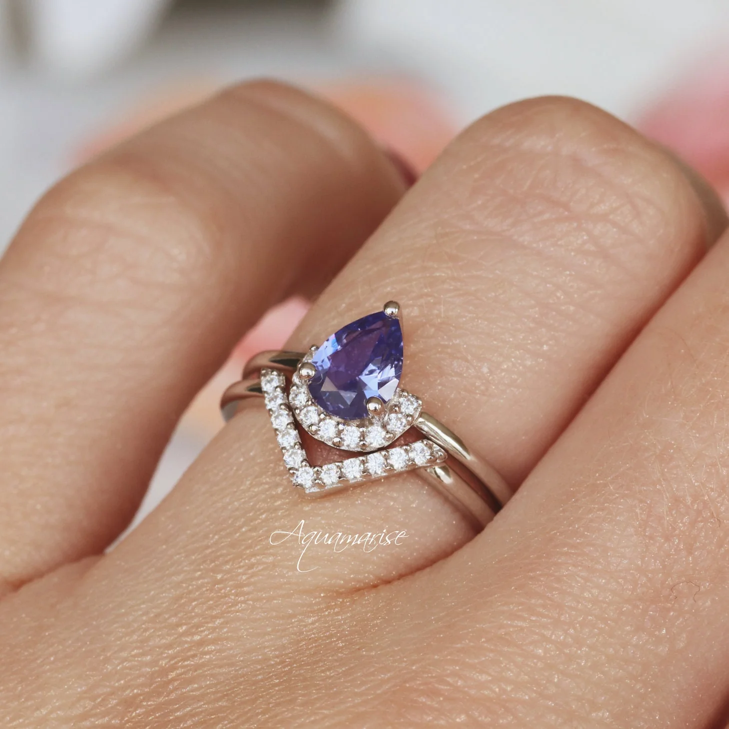 Aria Tanzanite Ring Set- Sterling Silver - Image 6