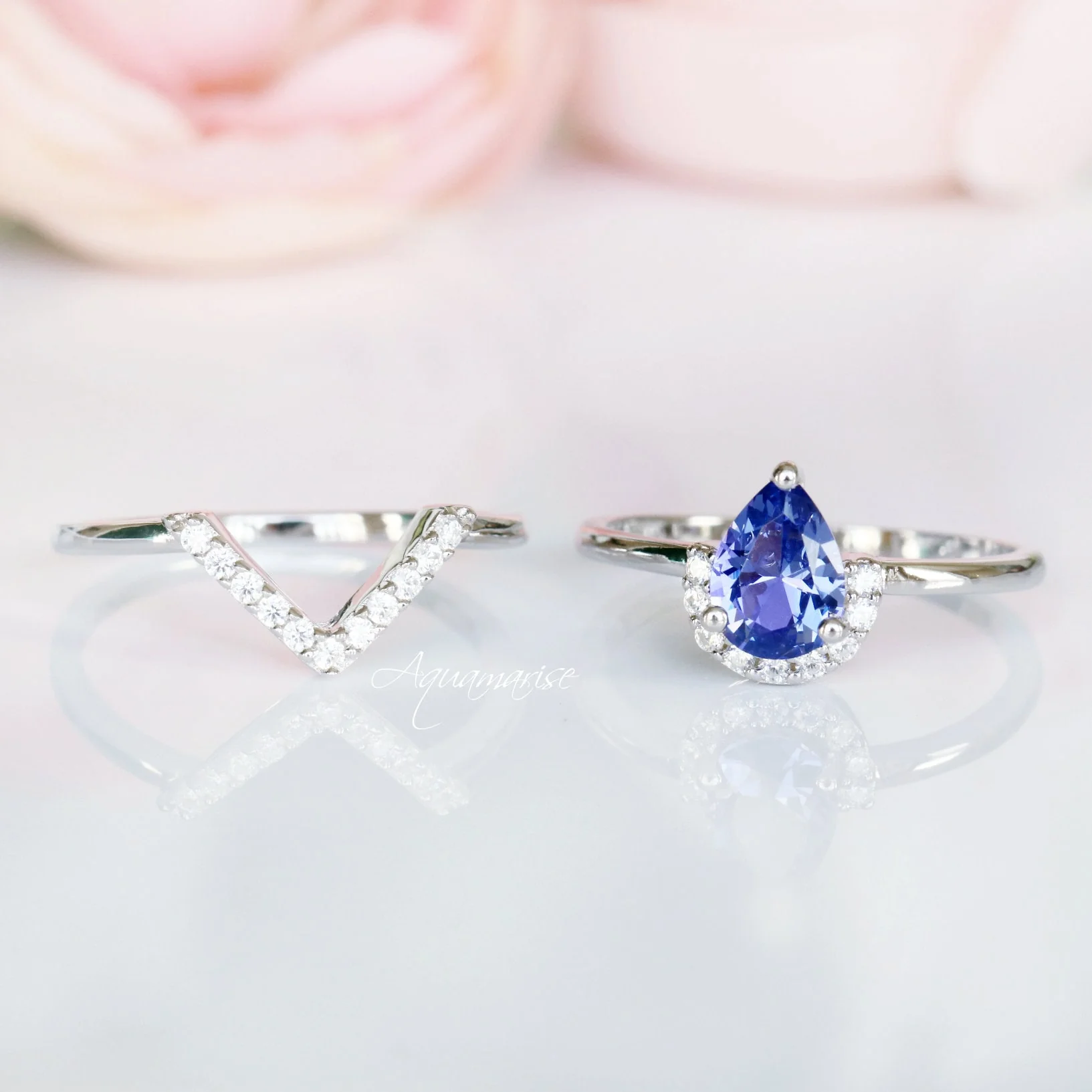 Aria Tanzanite Ring Set- Sterling Silver - Image 7