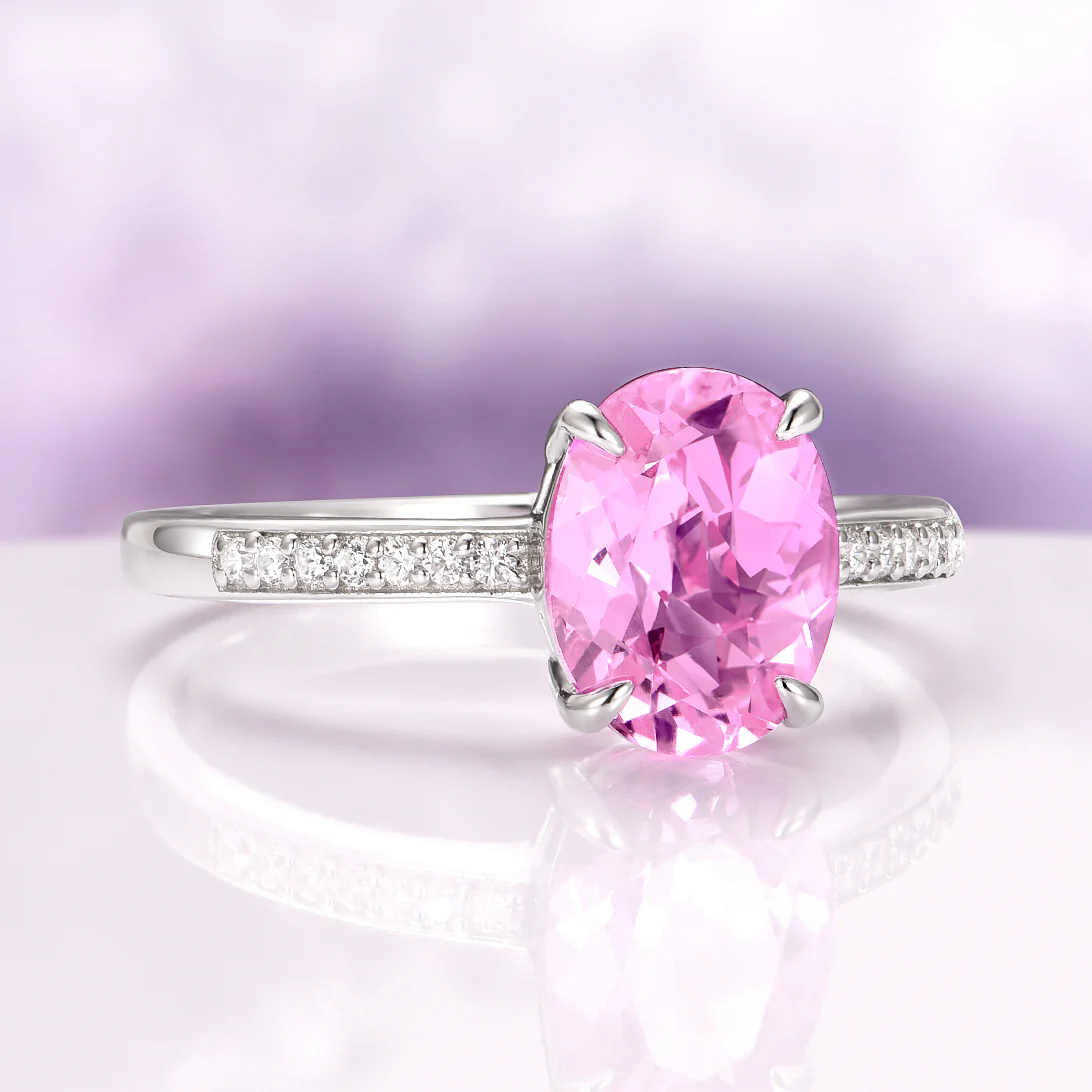 Ava Lab-Grown Pink Sapphire Engagement Ring in Sterling Silver - Image 4