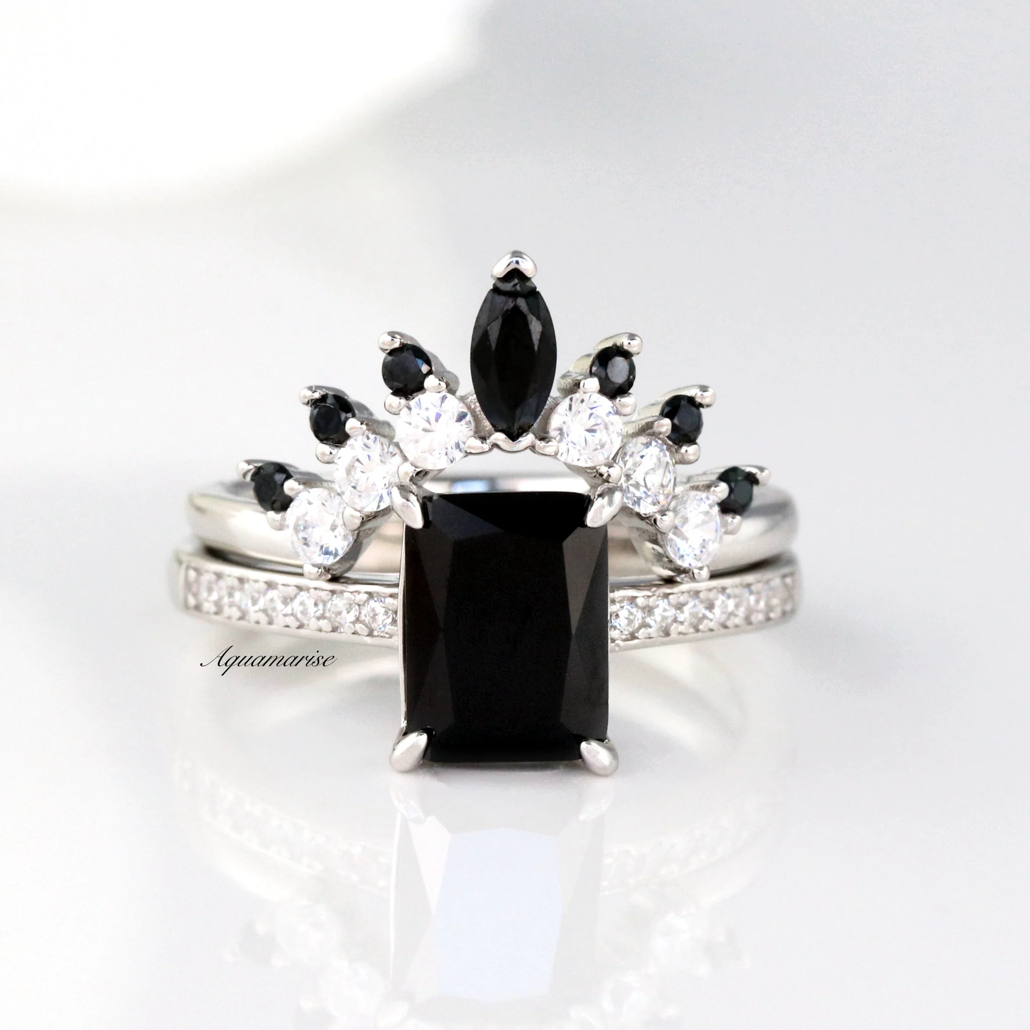 Ava Black Onyx Ring- 925 Sterling Silver - Image 4