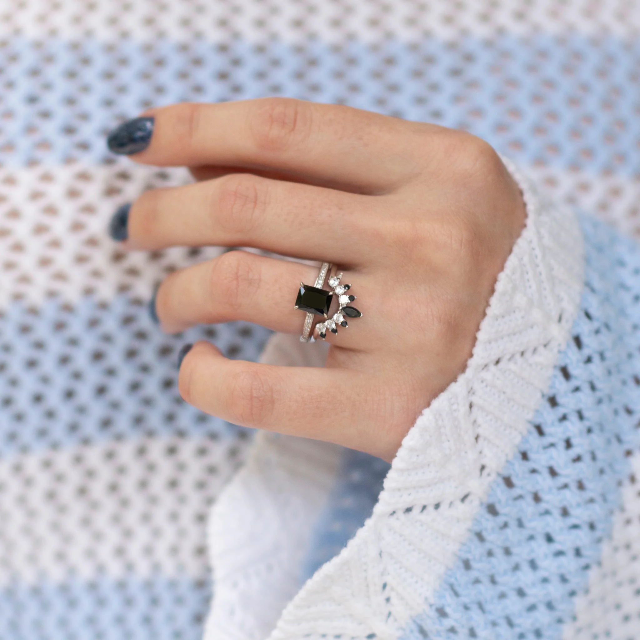 Ava Black Onyx Ring- 925 Sterling Silver - Image 3