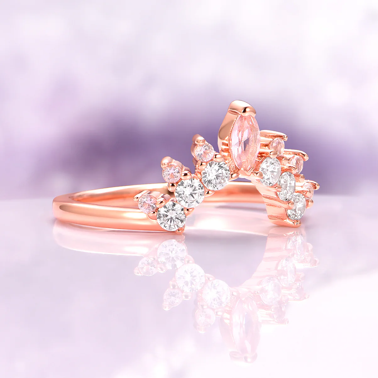 Blush Pink Morganite Stacking Band in 14K Rose Gold Vermeil - Image 3
