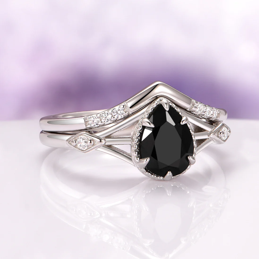 Celtic Black Onyx Couples Ring Set - Image 6
