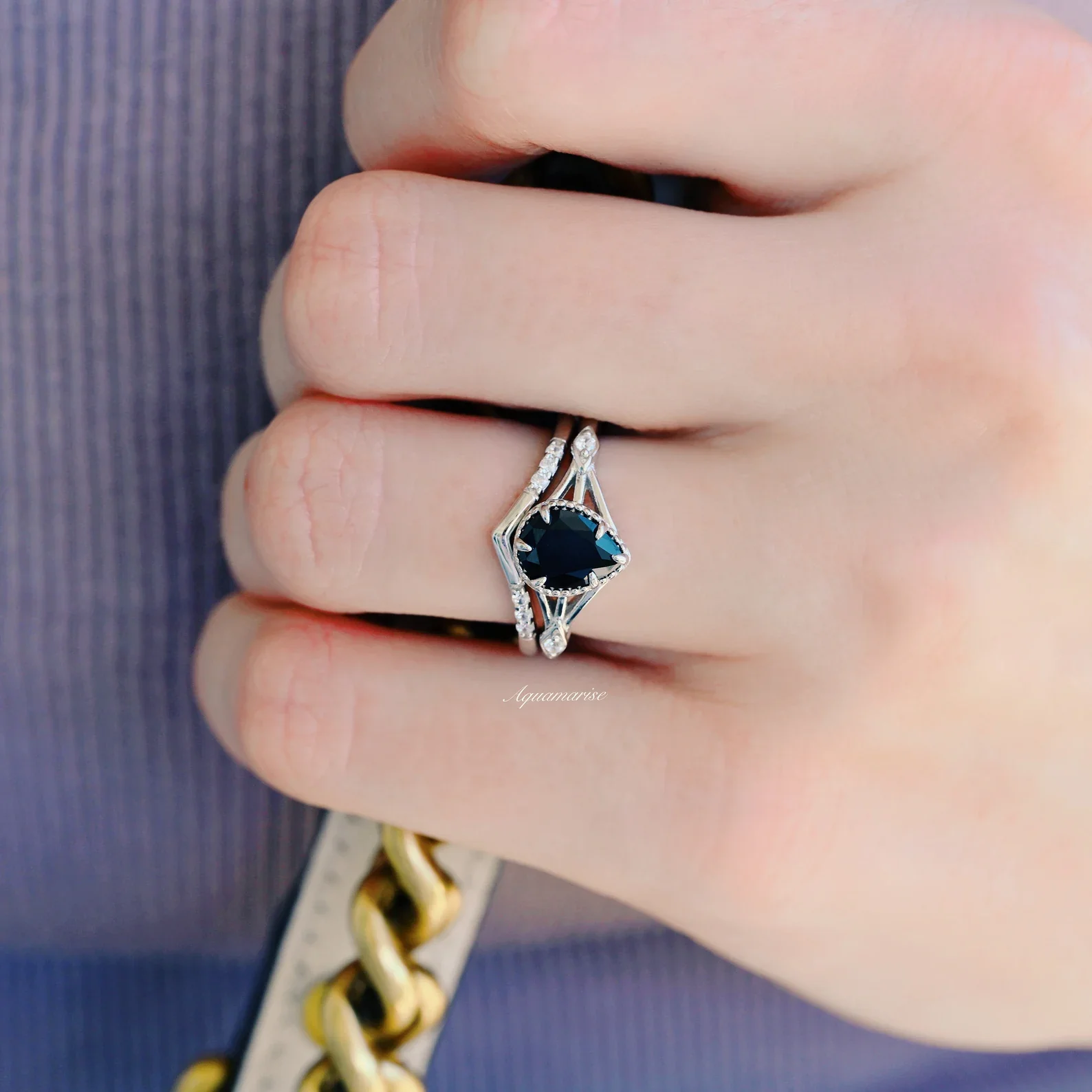 Celtic Black Onyx Couples Ring Set - Image 4