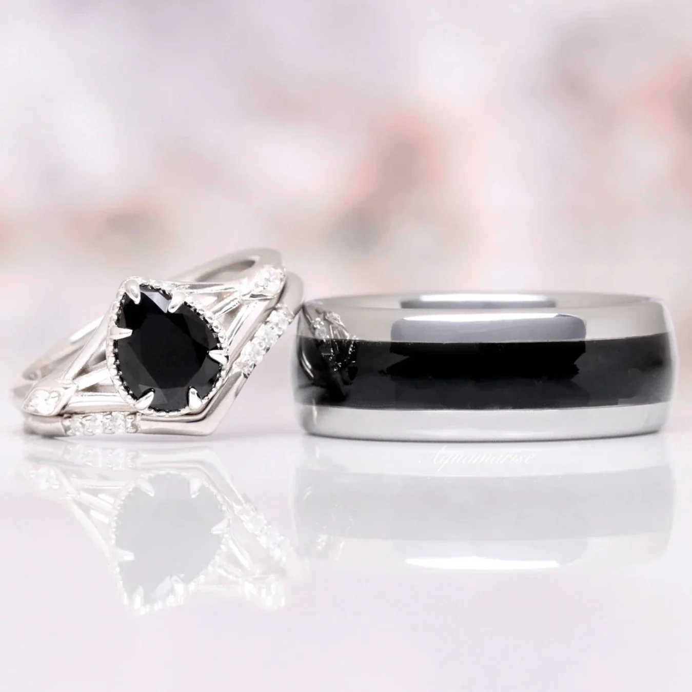 Celtic Black Onyx Couples Ring Set - Image 8