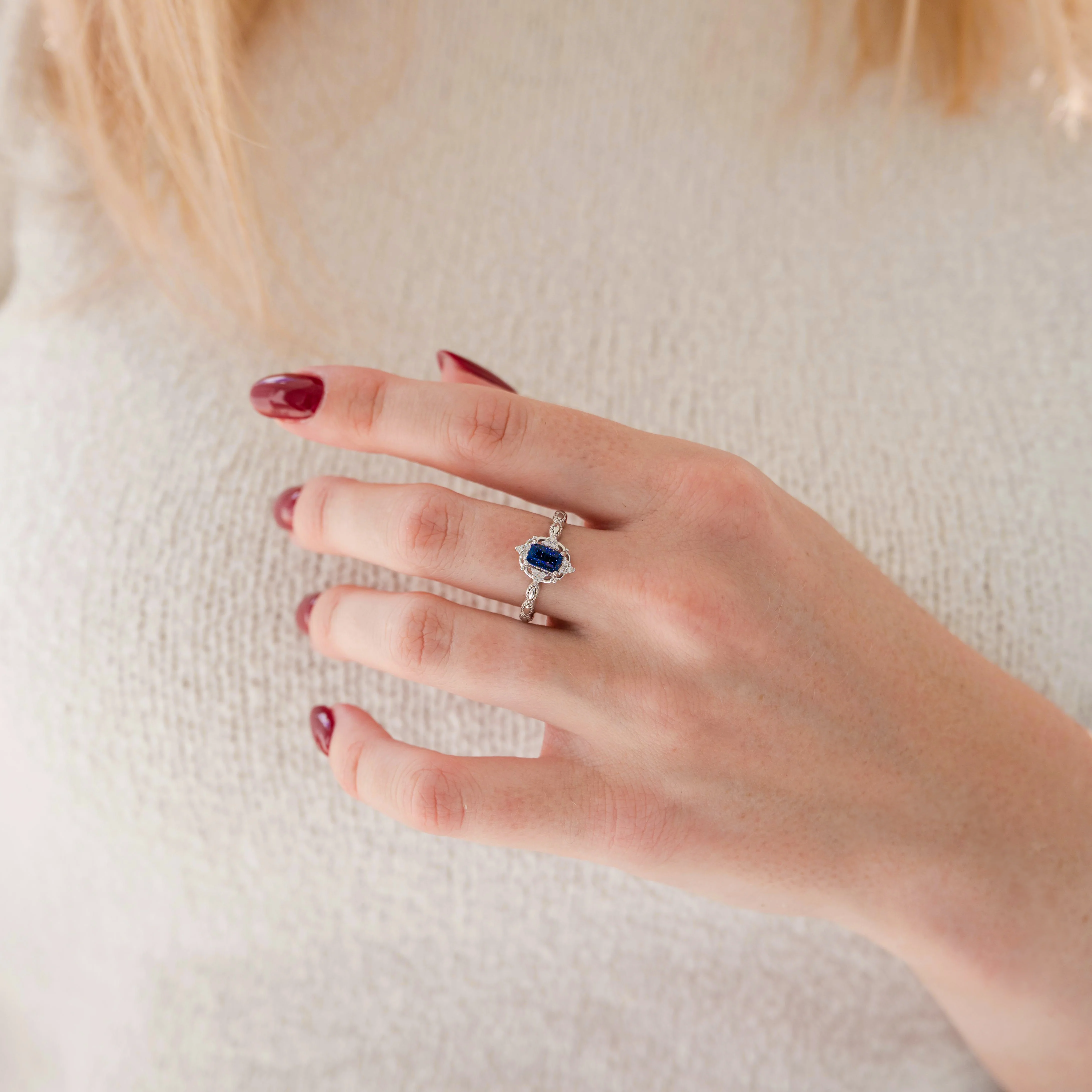 Starry Night Engagement Ring in Sterling Silver - Image 4