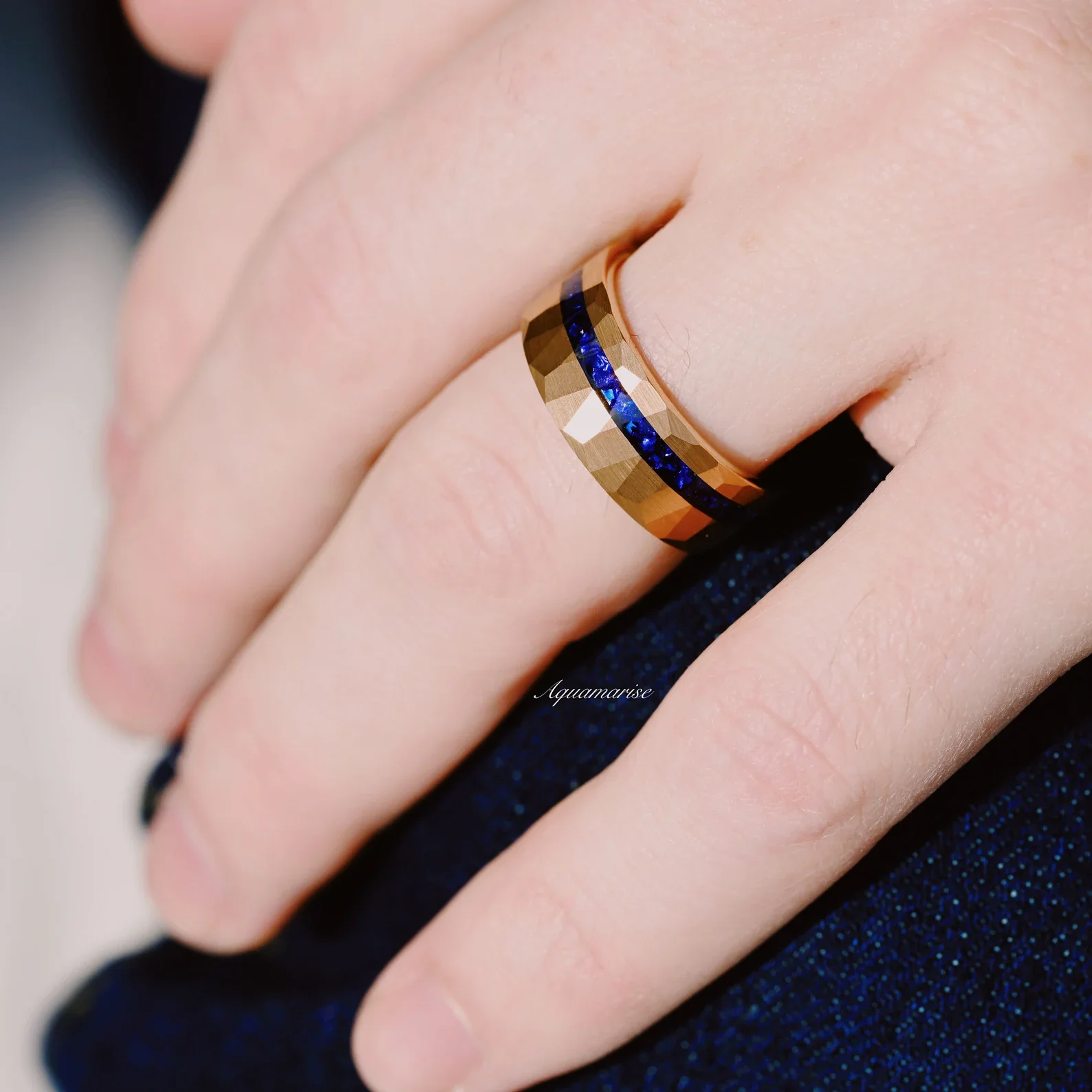 Midnight Blue Sapphire Couples Ring Set - Image 6