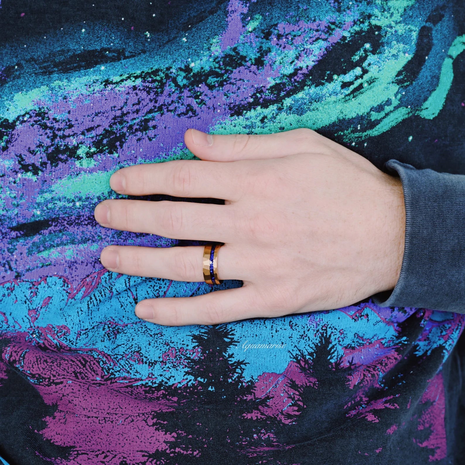 Midnight Blue Sapphire Couples Ring Set - Image 7