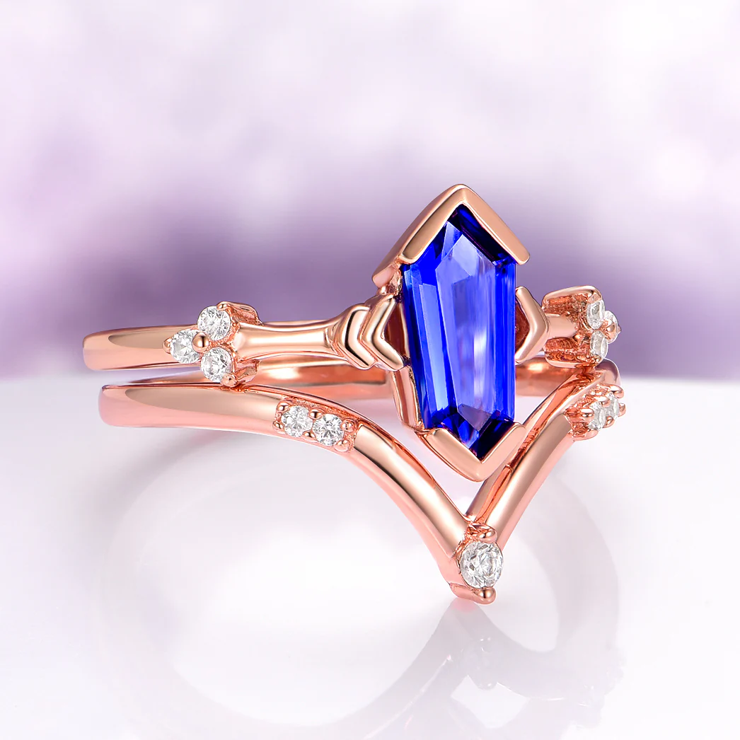 Midnight Blue Sapphire Couples Ring Set - Image 8