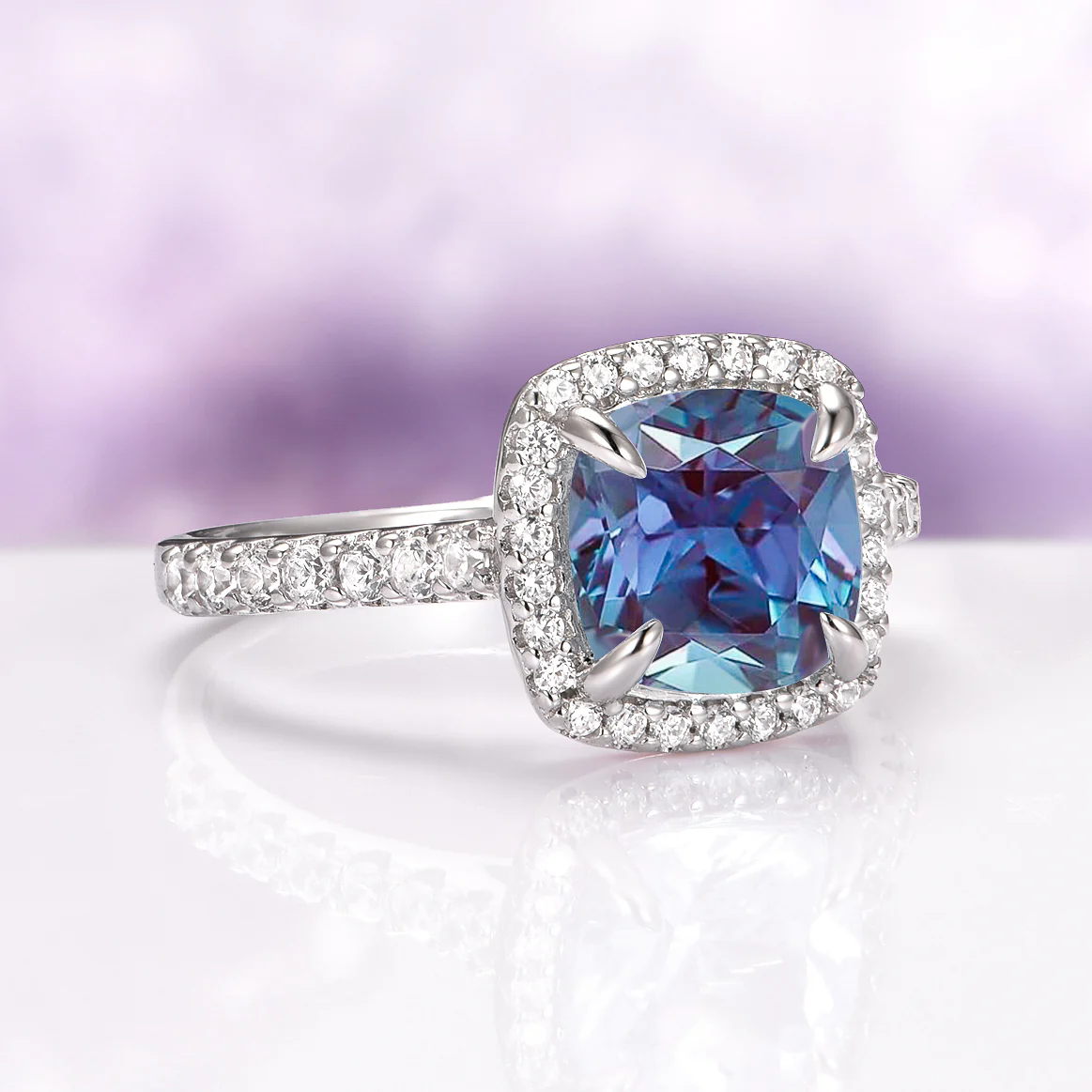 Belle Cushion Cut Alexandrite Ring in Sterling Silver - Image 4