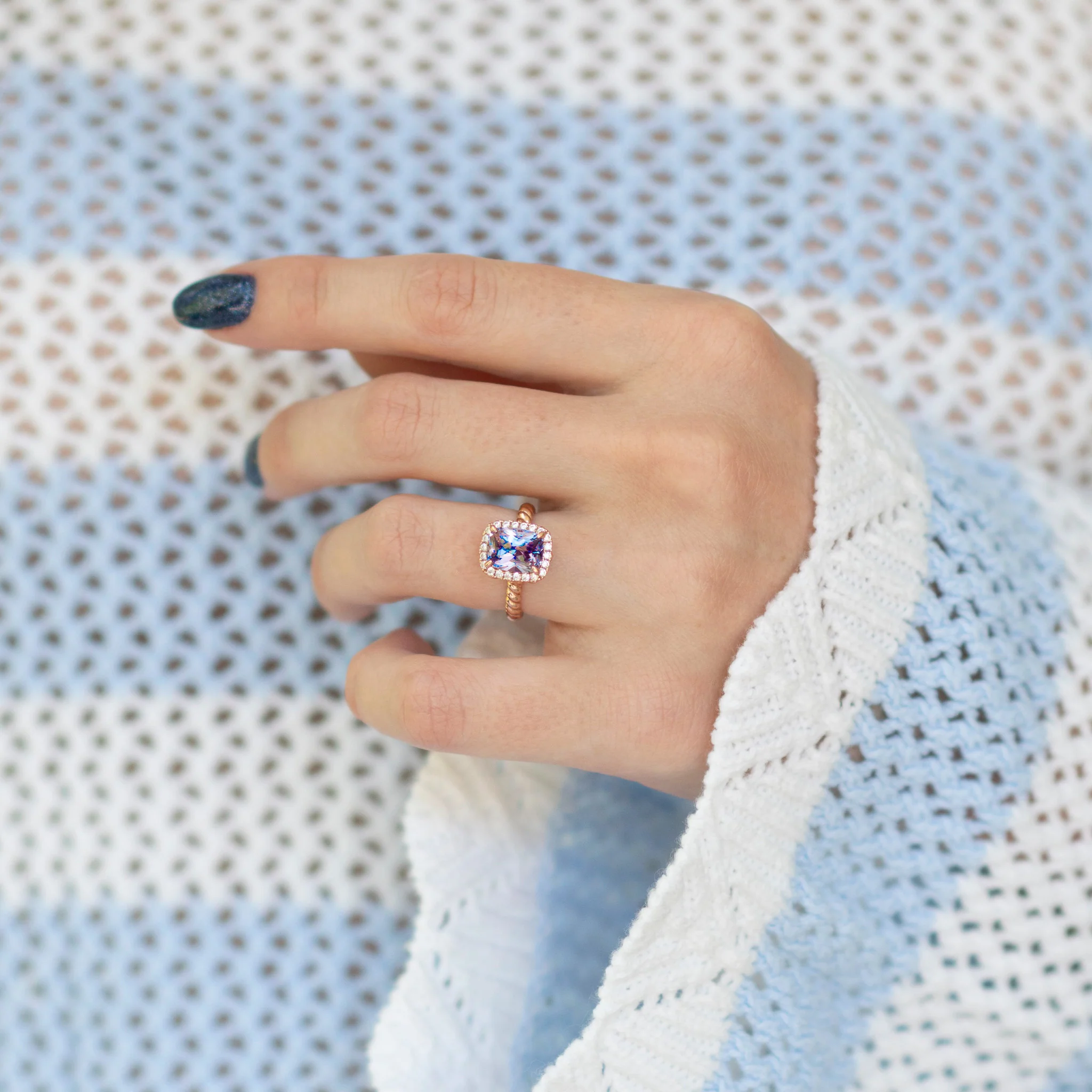 Hazel Alexandrite Ring- 14K Rose Gold Vermeil - Image 3