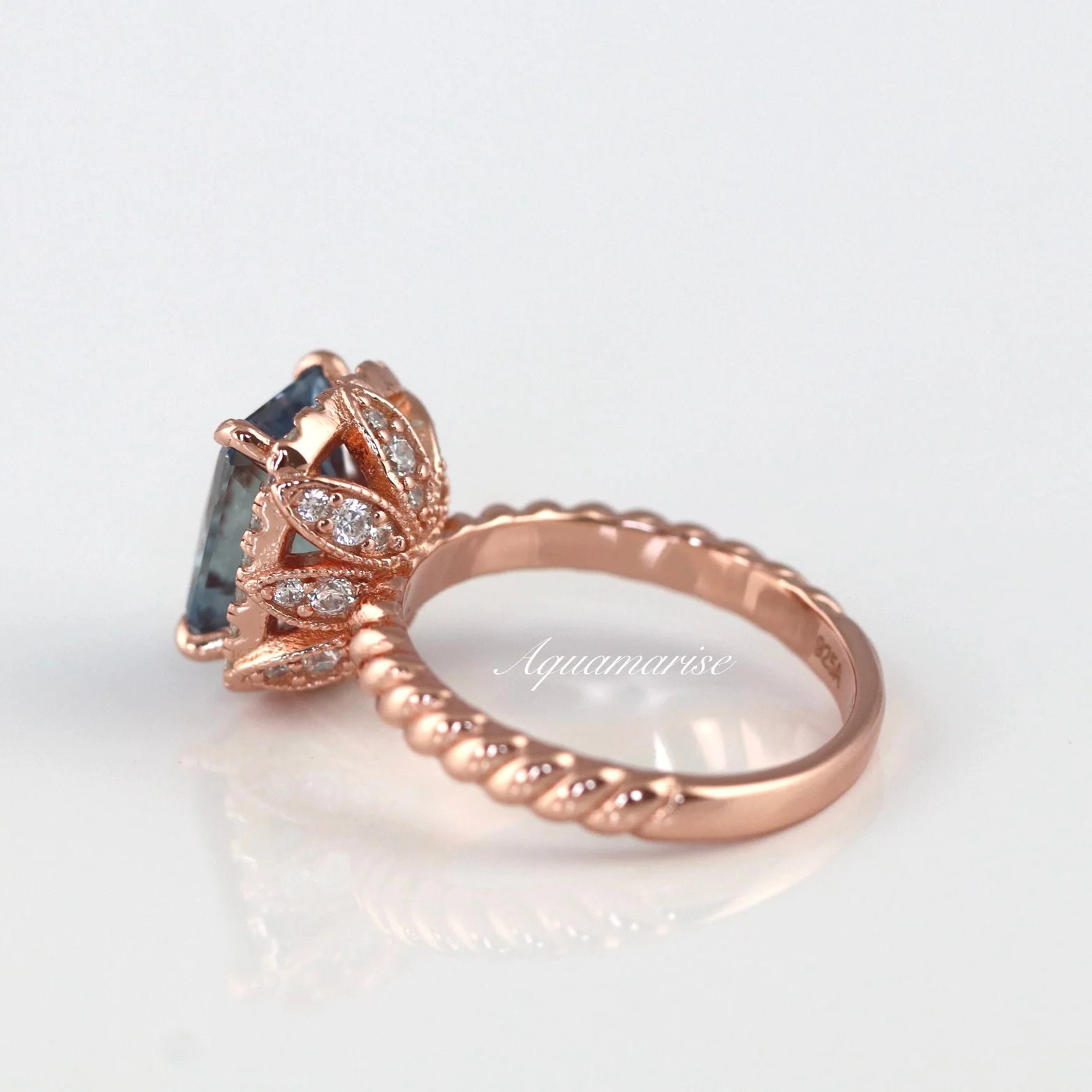 Hazel Alexandrite Ring- 14K Rose Gold Vermeil - Image 6