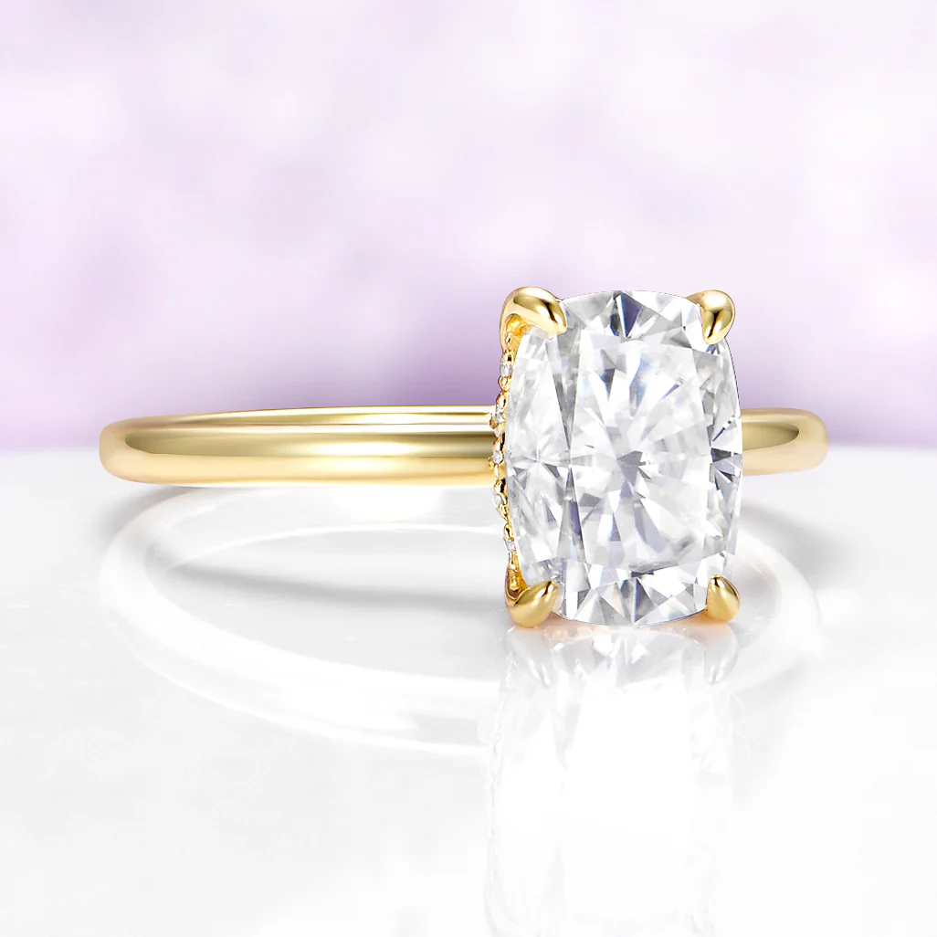 Elongated Cushion Cut Lab-Grown Diamond Engagement Ring in Solid 14K Yellow Gold (IGI Certified) - Image 6