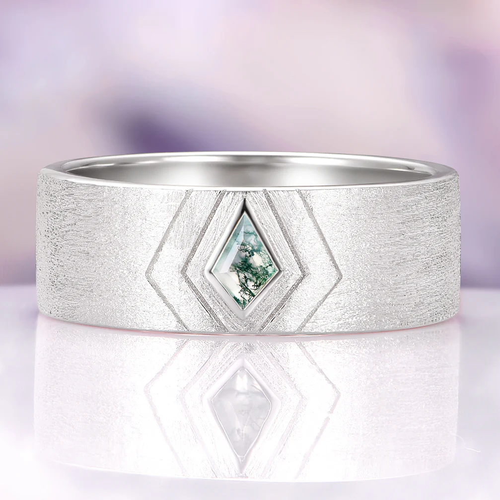 Elowen Moss Agate Couples Ring Set - Image 3