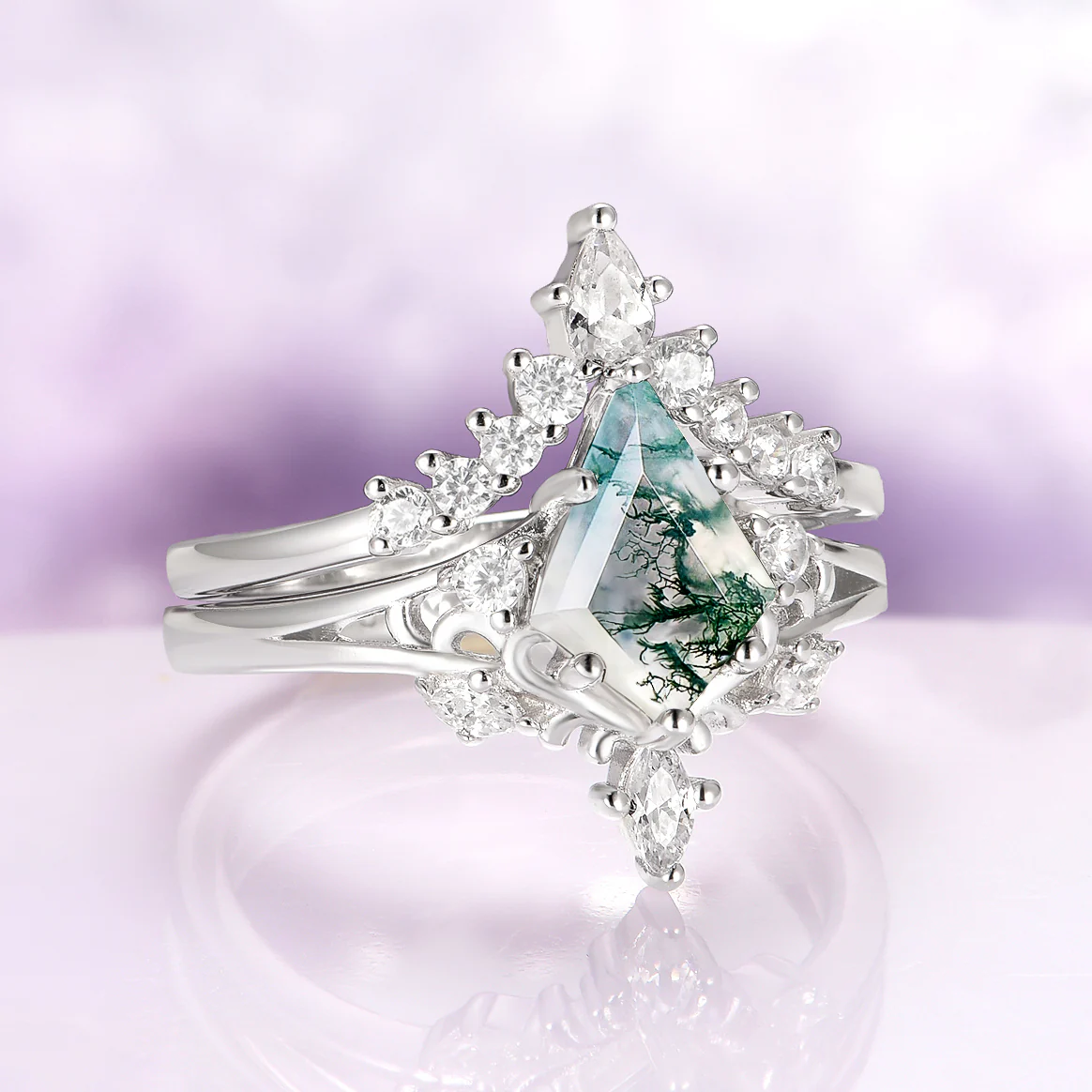 Elowen Moss Agate Couples Ring Set - Image 5