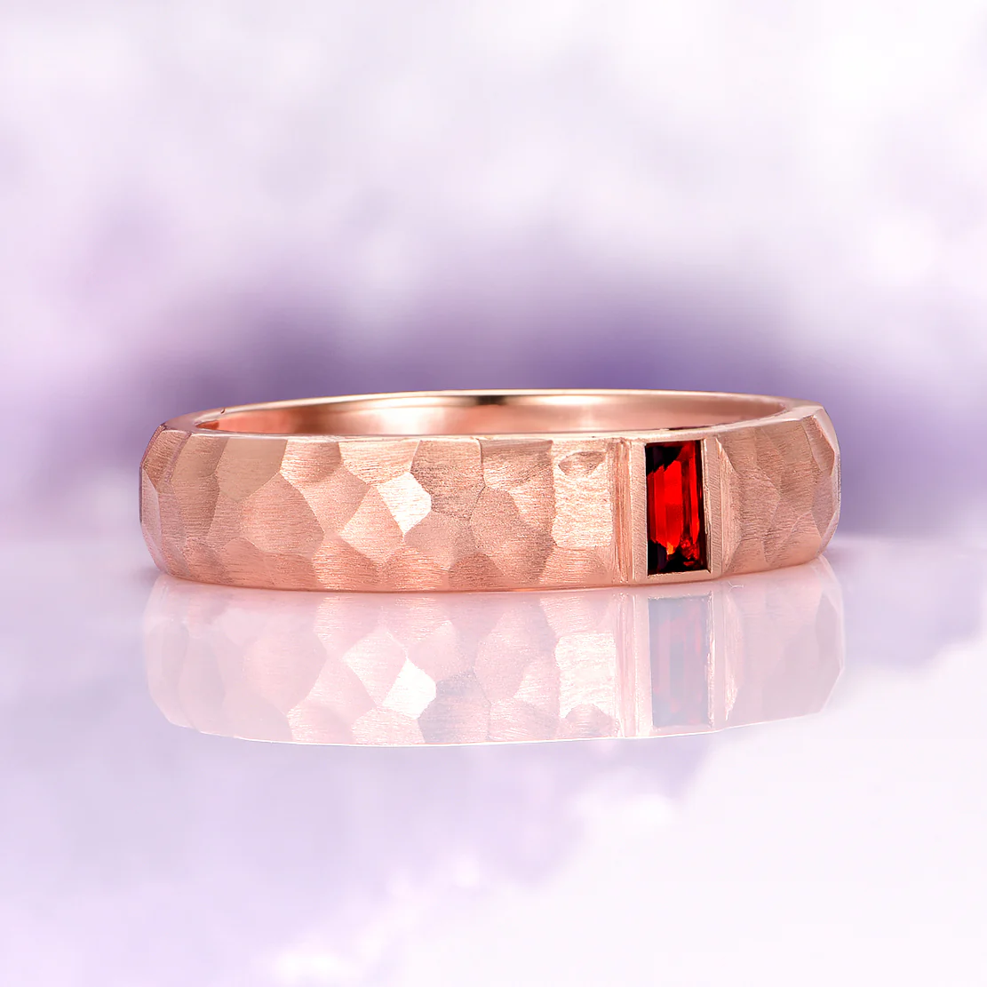Garnet Wedding Band in 14K Solid Rose Gold (5.5mm) - Image 3