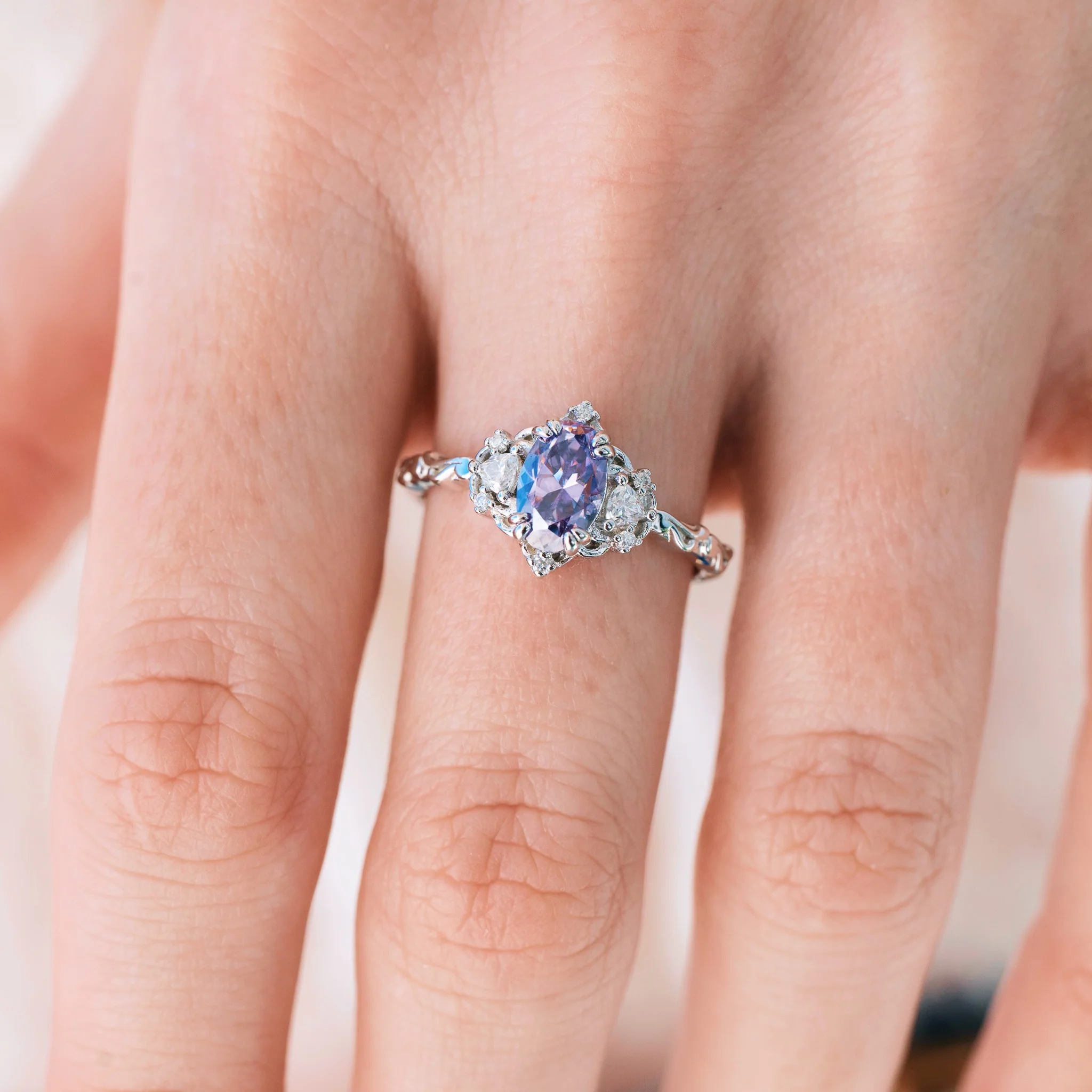 Esme Lavender Moissanite Ring in Sterling Silver - Image 3