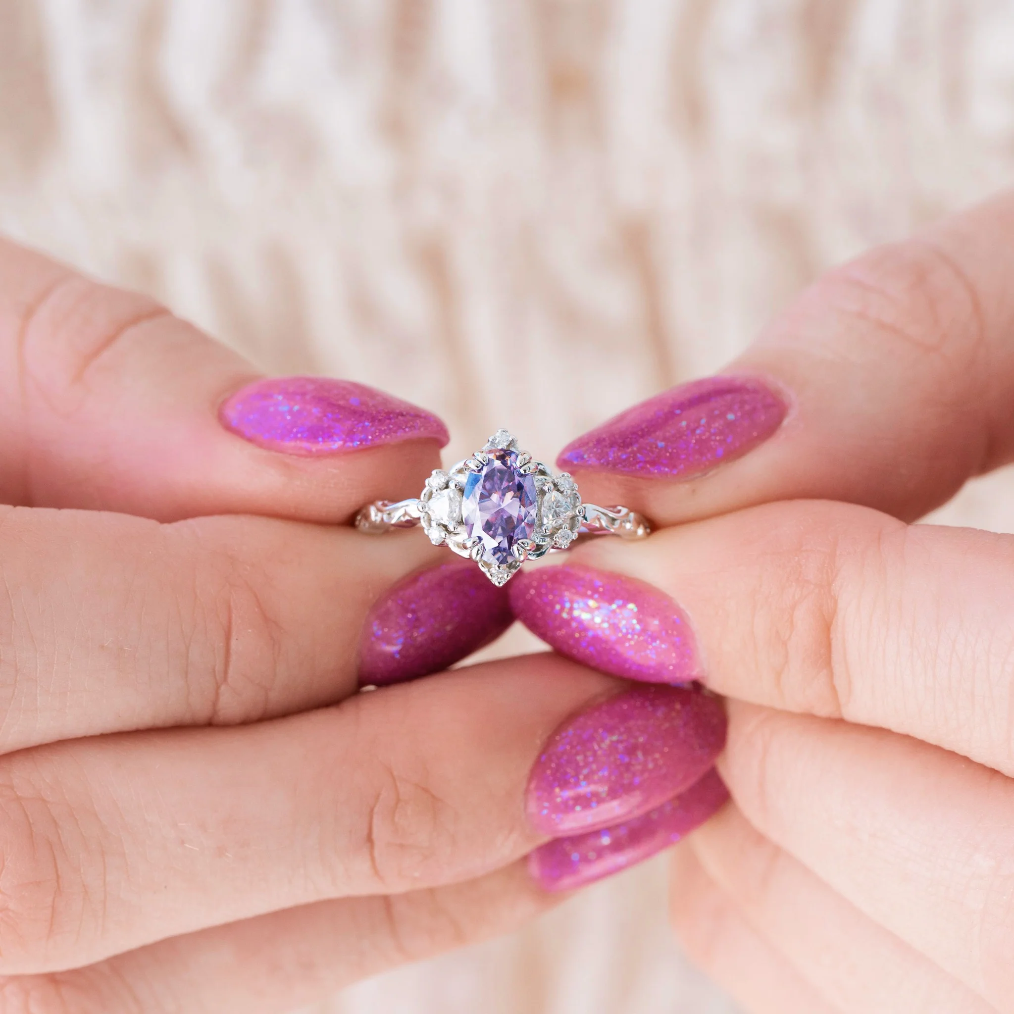 Esme Lavender Moissanite Ring in Sterling Silver - Image 4