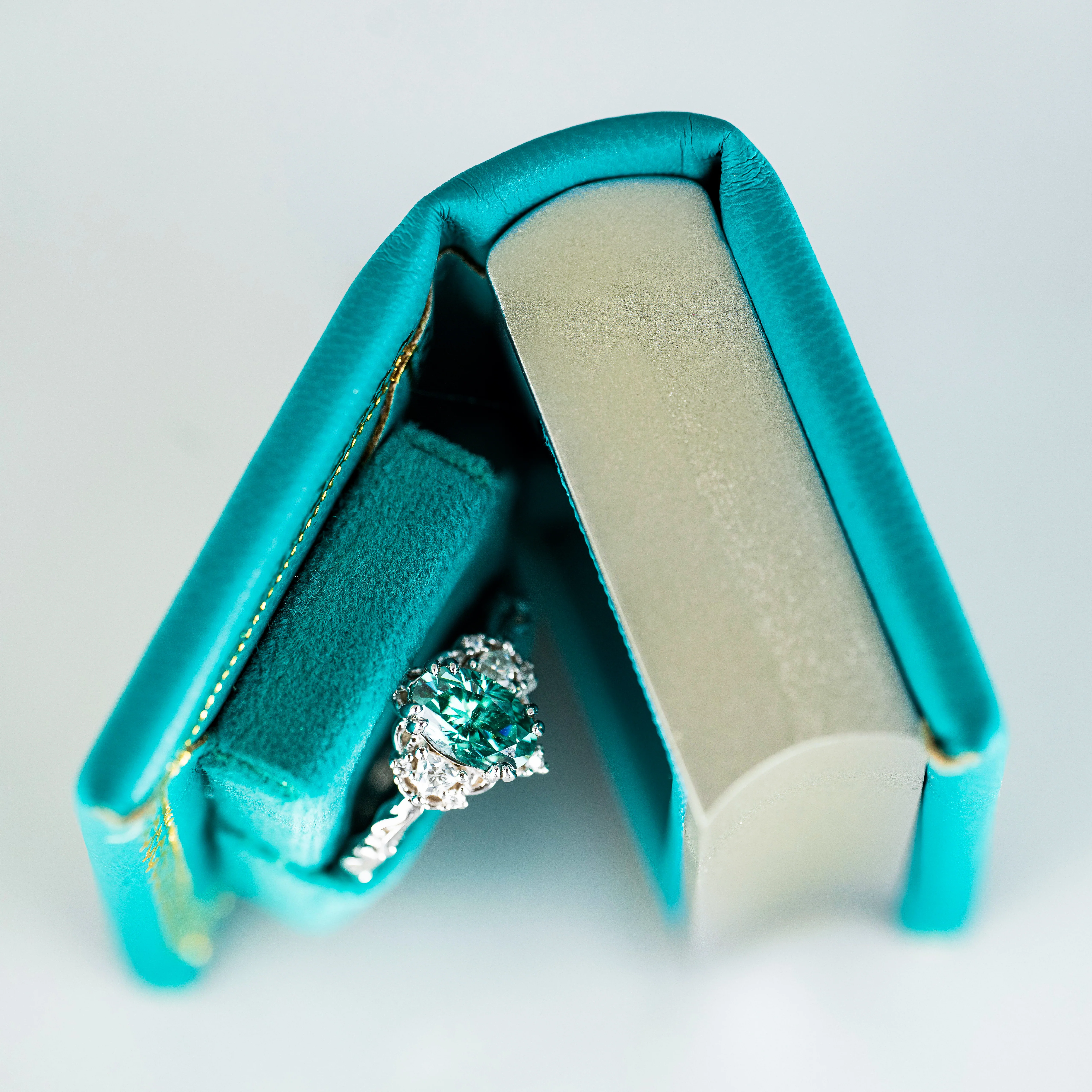 Summer Court Handmade Leather Book Ring Box- Ocean Tide Teal Edition (Small) - Image 5