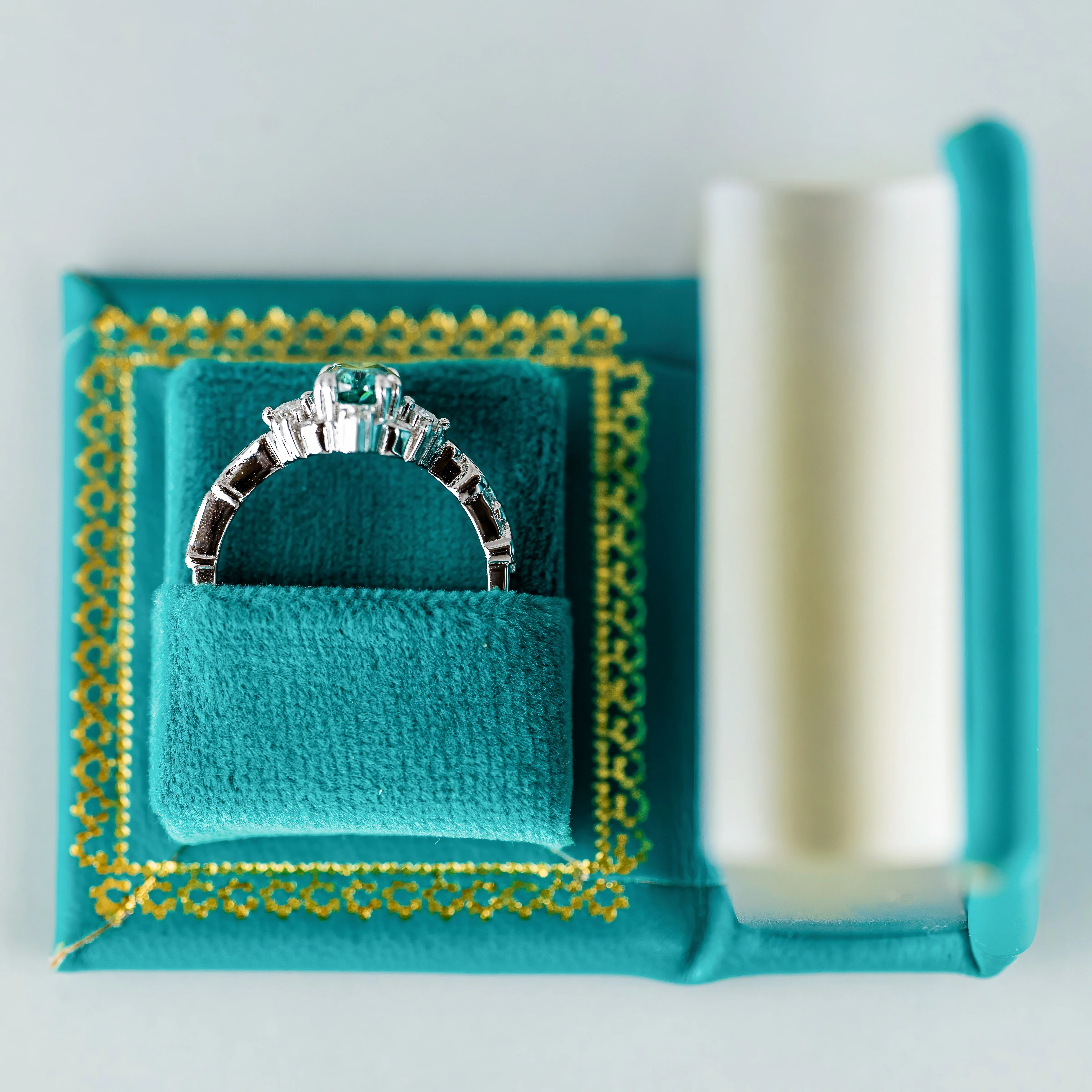 Summer Court Handmade Leather Book Ring Box- Ocean Tide Teal Edition (Small) - Image 4