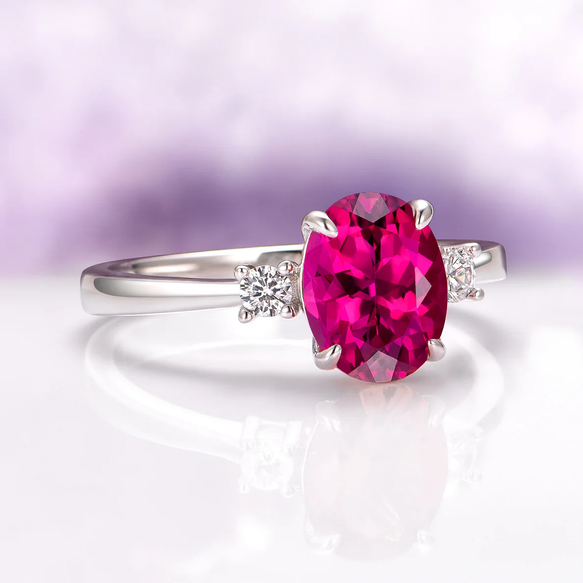 Everly Oval Cut Ruby Ring in Sterling Silver - Image 4