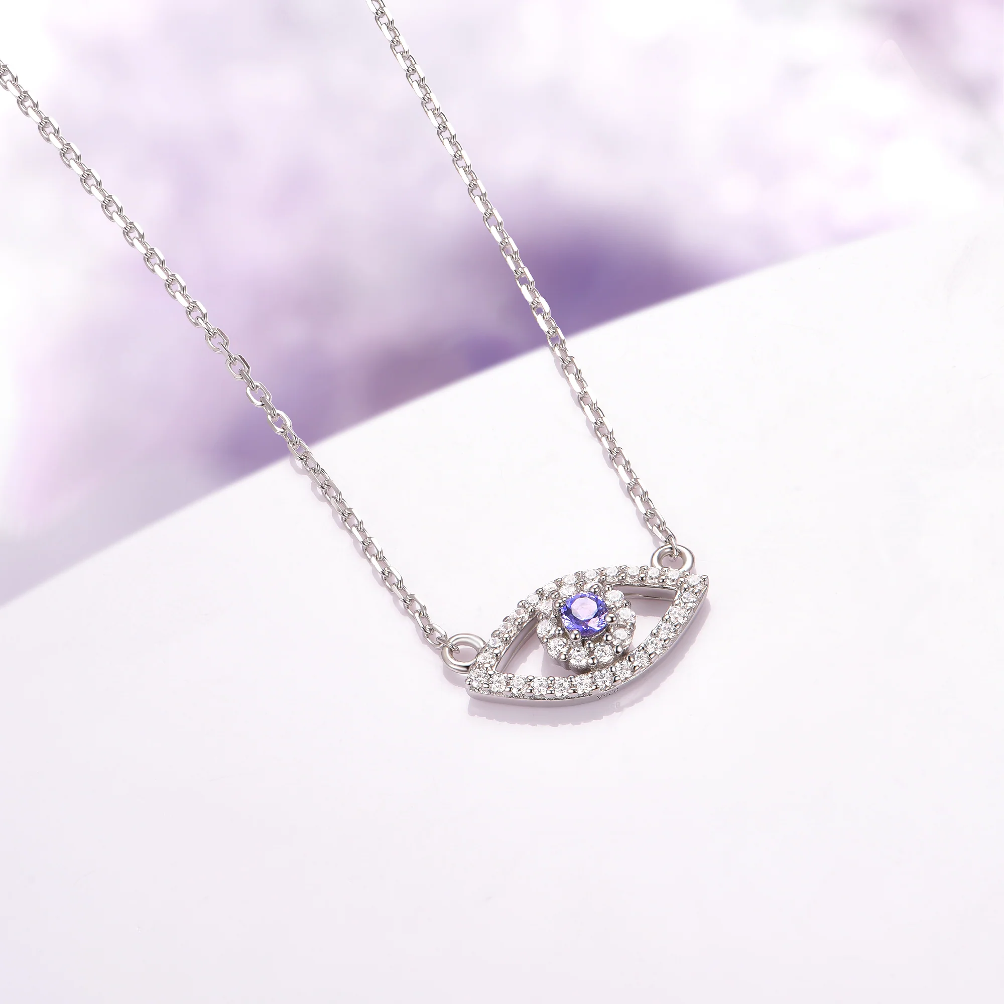 Evil Eye Tanzanite Necklace in Sterling Silver - Image 3