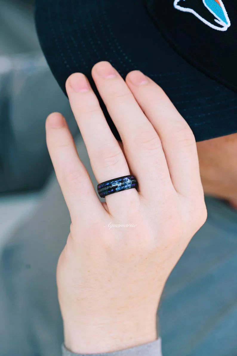 Faye Galaxy Orion Nebula™ & Sapphire Couples Ring Set - Image 7