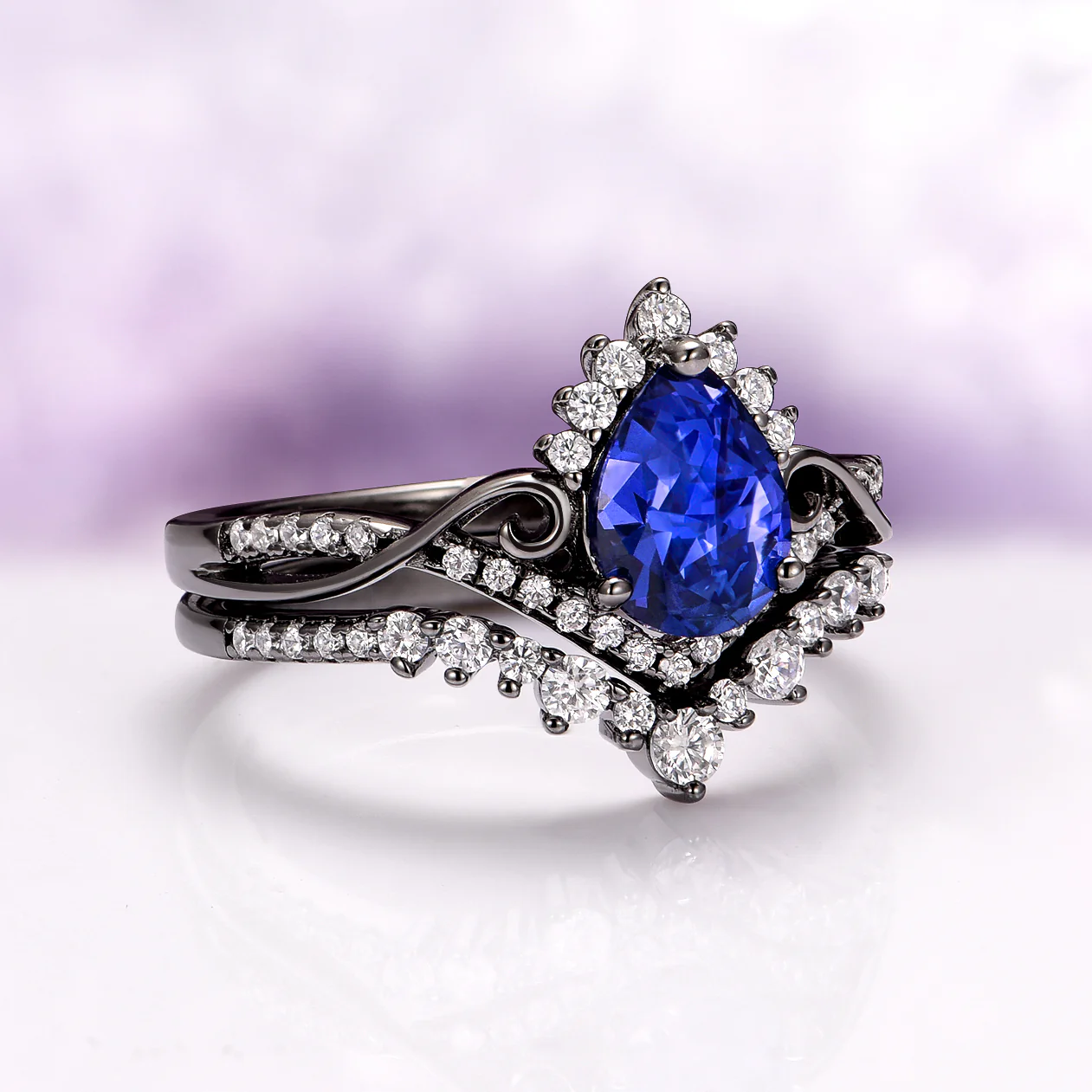 Faye Galaxy Orion Nebula™ & Sapphire Couples Ring Set - Image 8