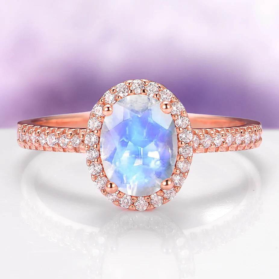 Galaxy Rainbow Moonstone Couples Ring Set - Image 3