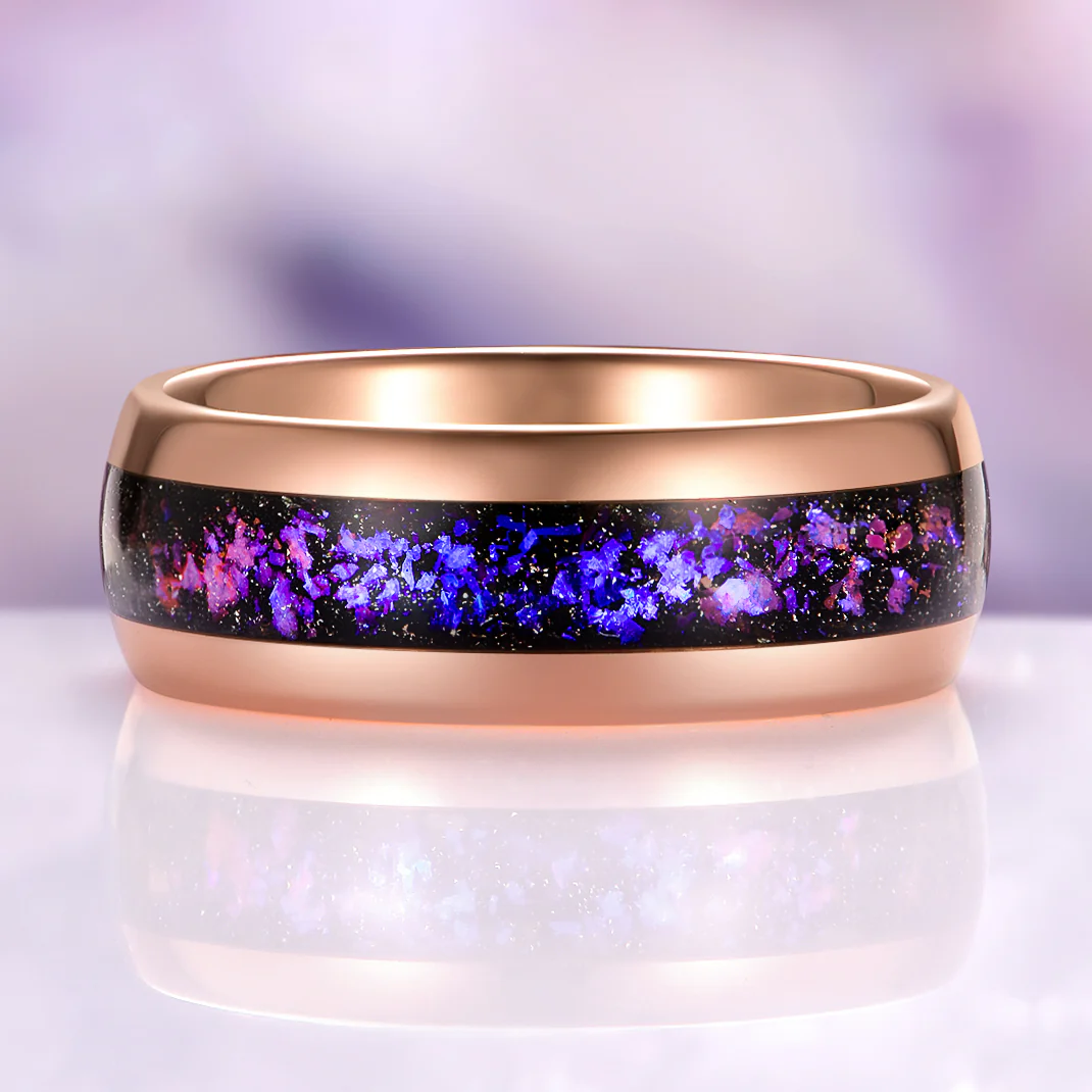 Galaxy Orion Nebula™ Wedding Band in Rose Gold Tungsten Carbide (8mm) - Image 3