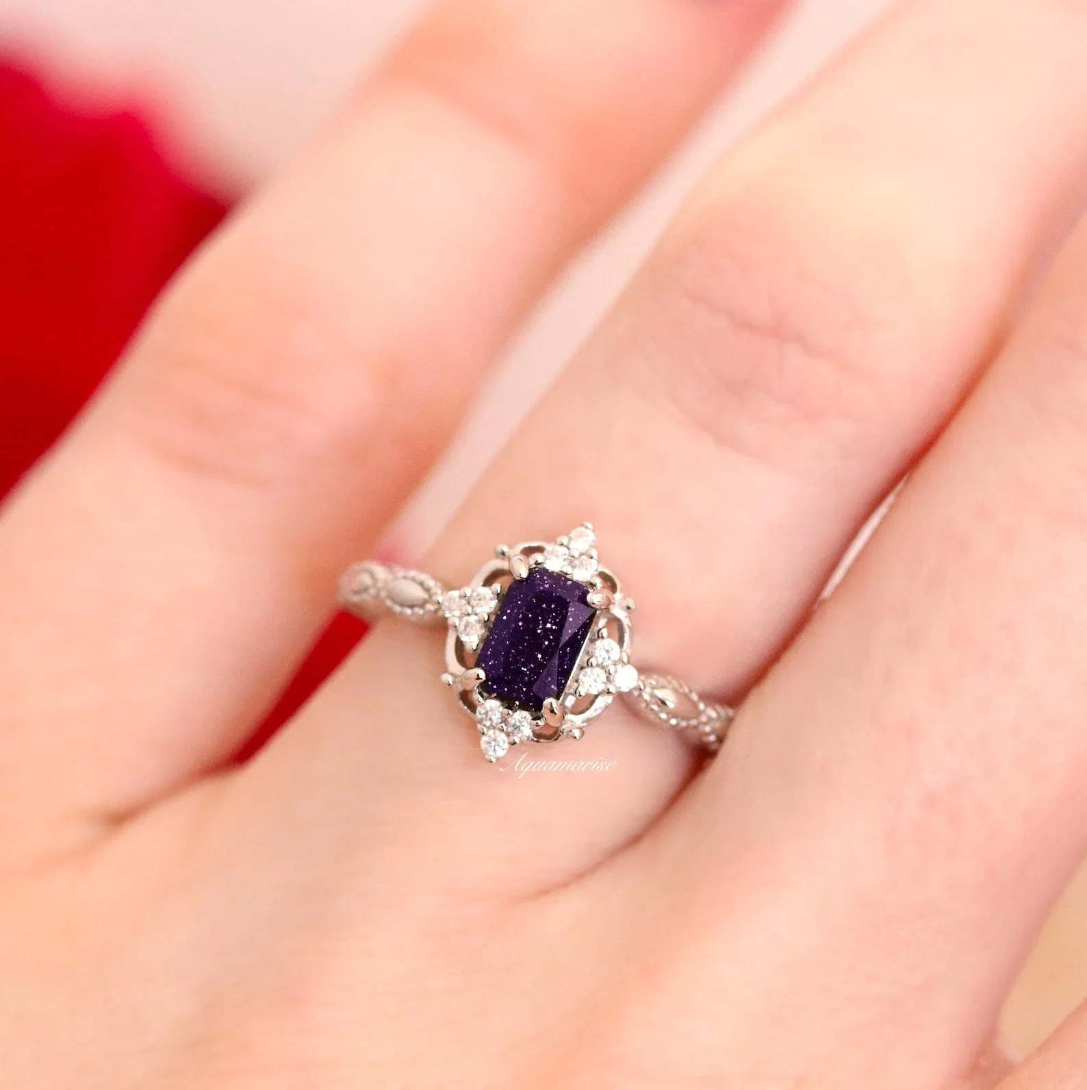 Starry Night Engagement Ring in Sterling Silver - Image 5