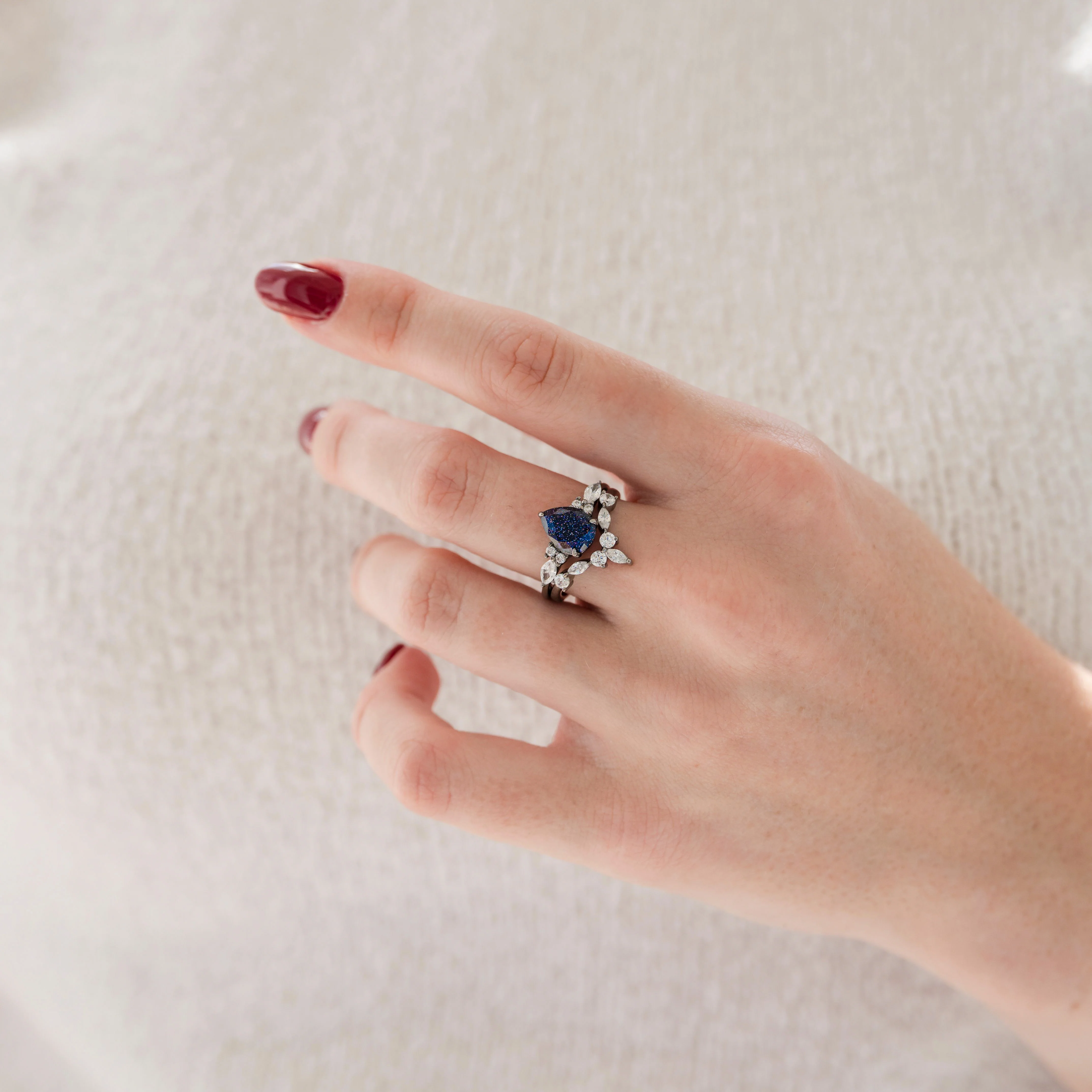 Evelyn Starry Night Ring Set in Black Ruthenium - Image 5