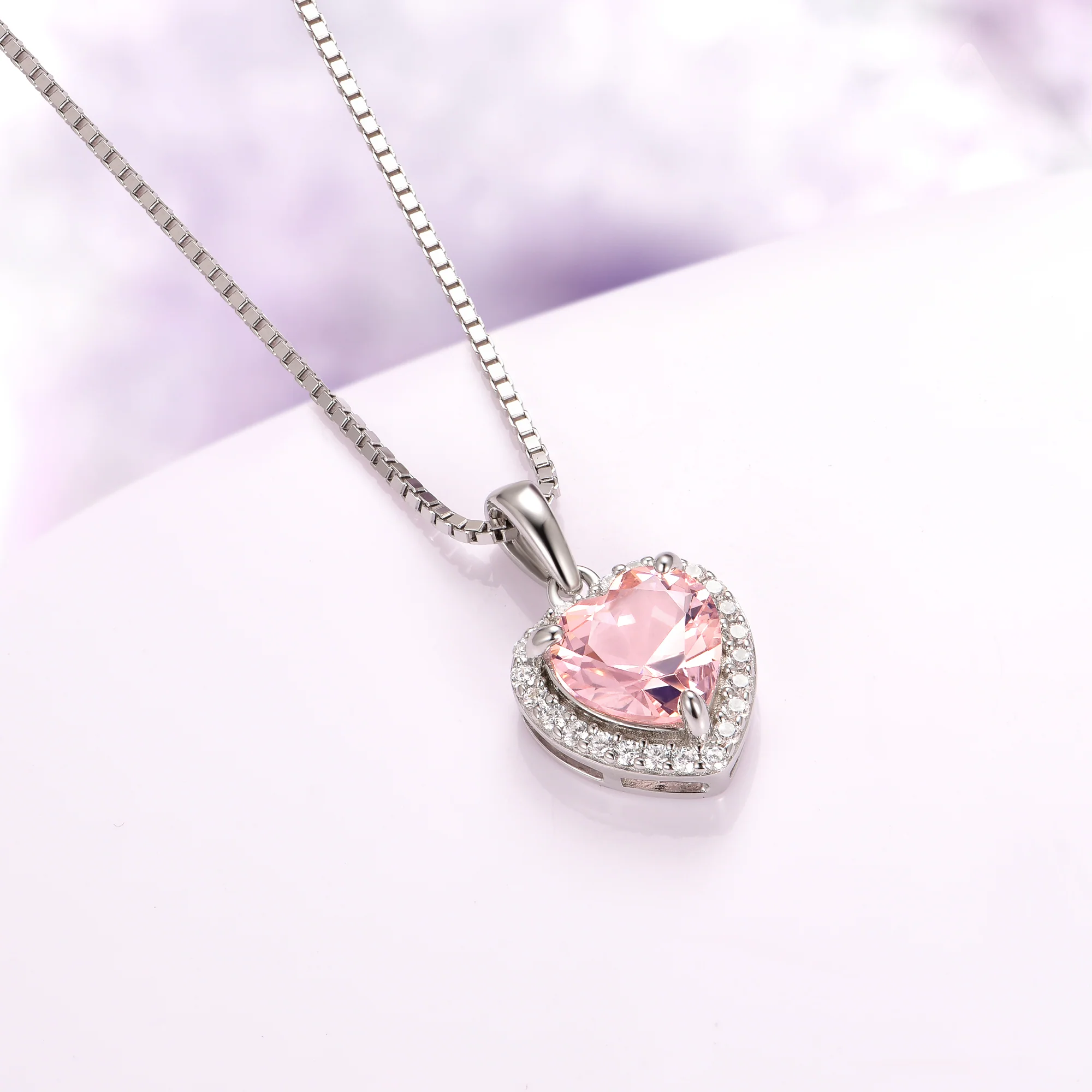 Heart Morganite Necklace in 925 Sterling Silver - Image 4