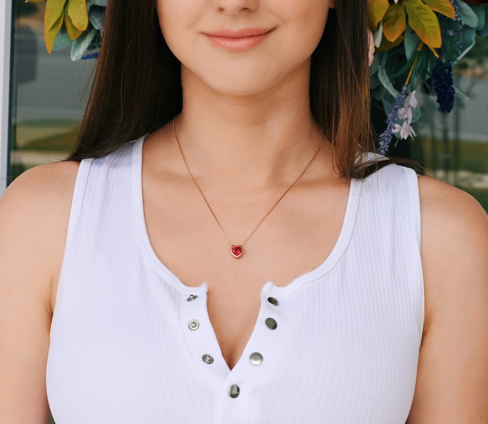 Heart Ruby Necklace in 14K Rose Gold Vermeil - Image 5