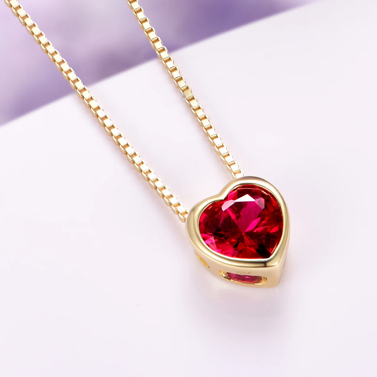 Heart Ruby Necklace in 14K Yellow Gold Vermeil - Image 5