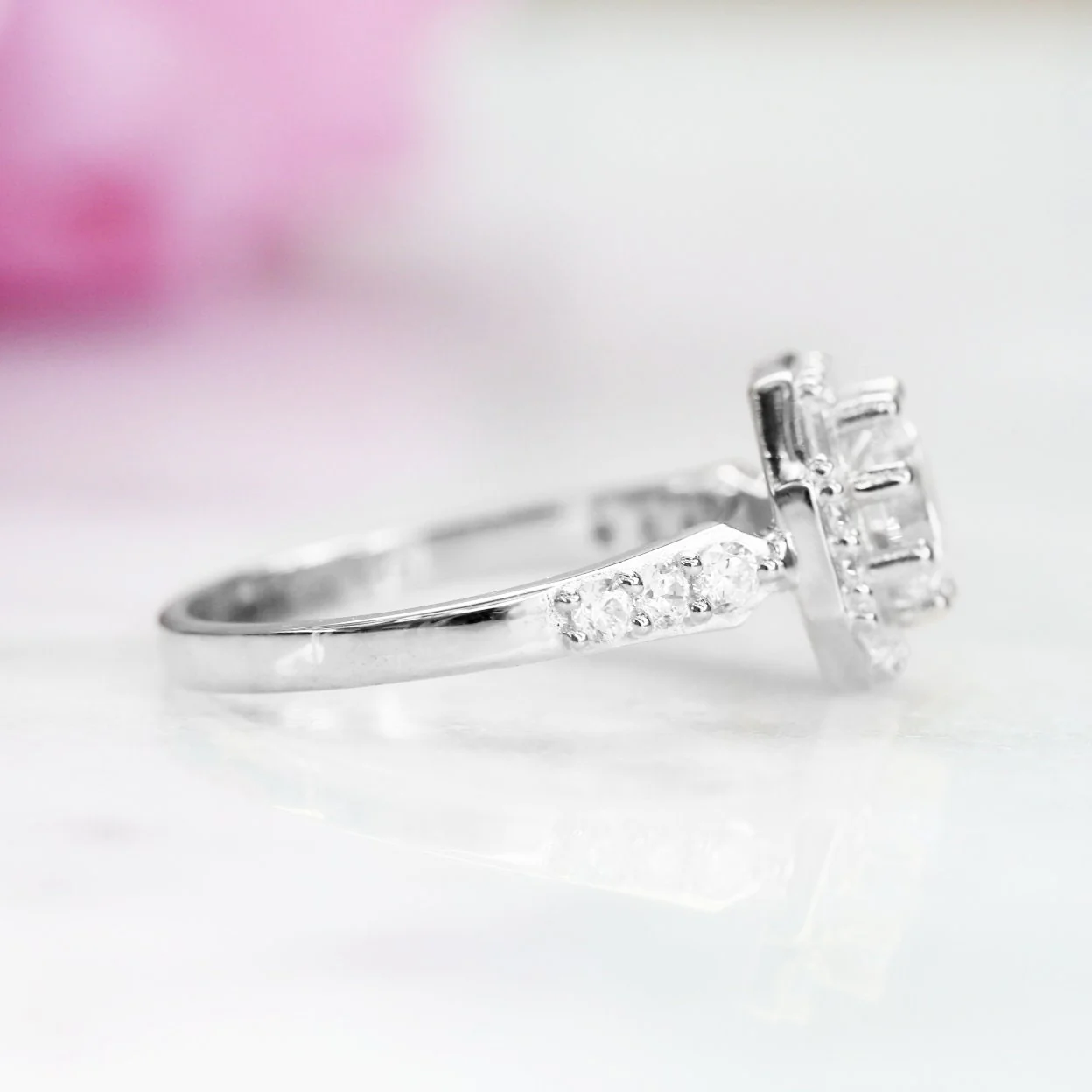 Hexagon Simulated Diamond Ring in Sterling Silver - Image 6